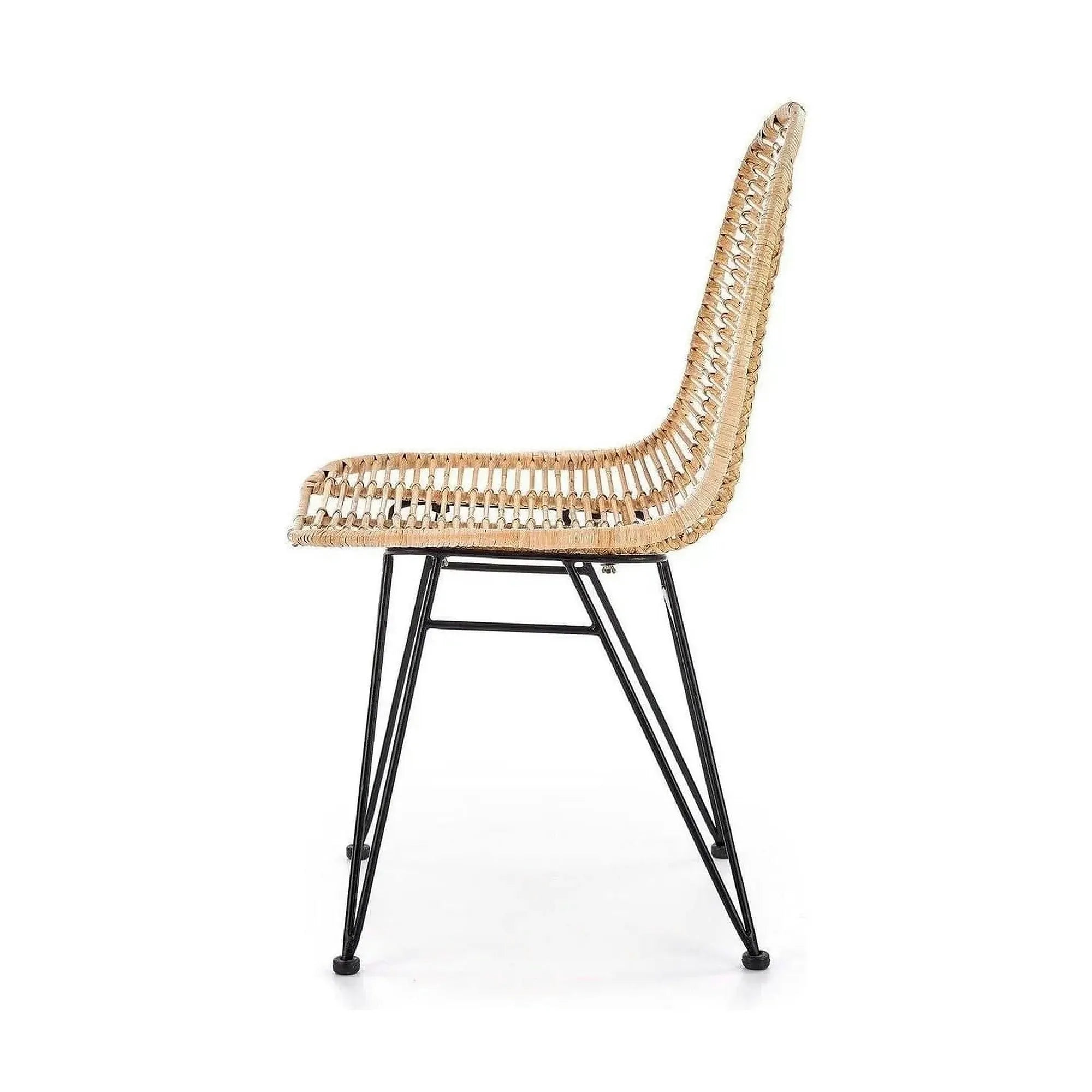 Scaun K337, stejar/negru, ratan natural/metal, 44X55X90 CM