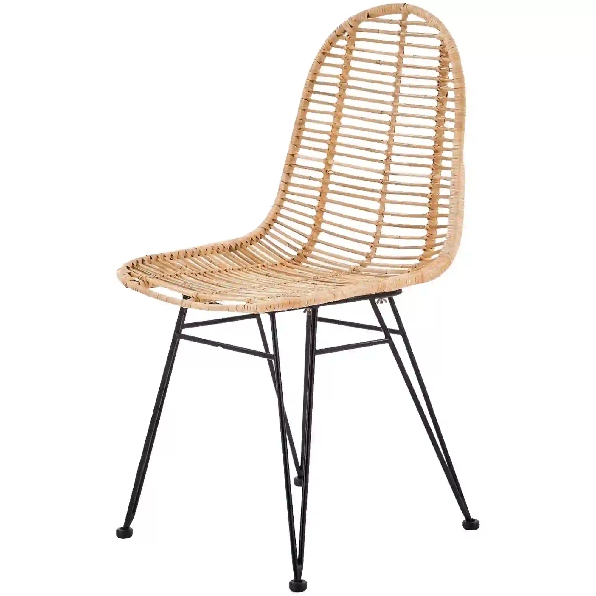 Scaun K337, stejar/negru, ratan natural/metal, 44X55X90 CM