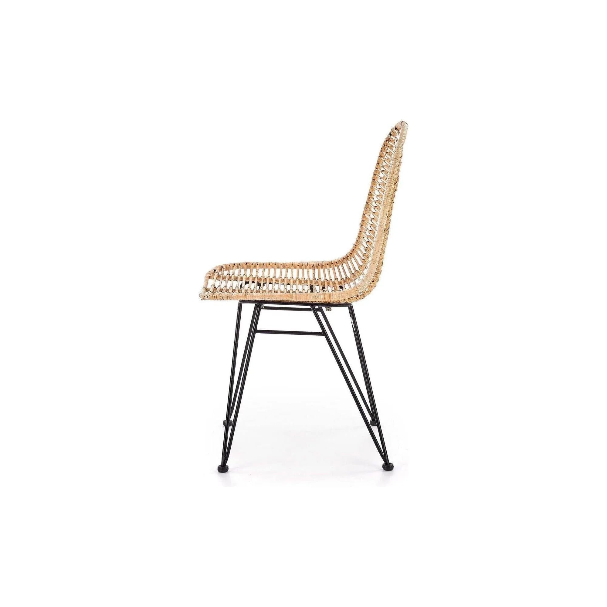 Scaun K337, stejar/negru, ratan natural/metal, 44X55X90 CM