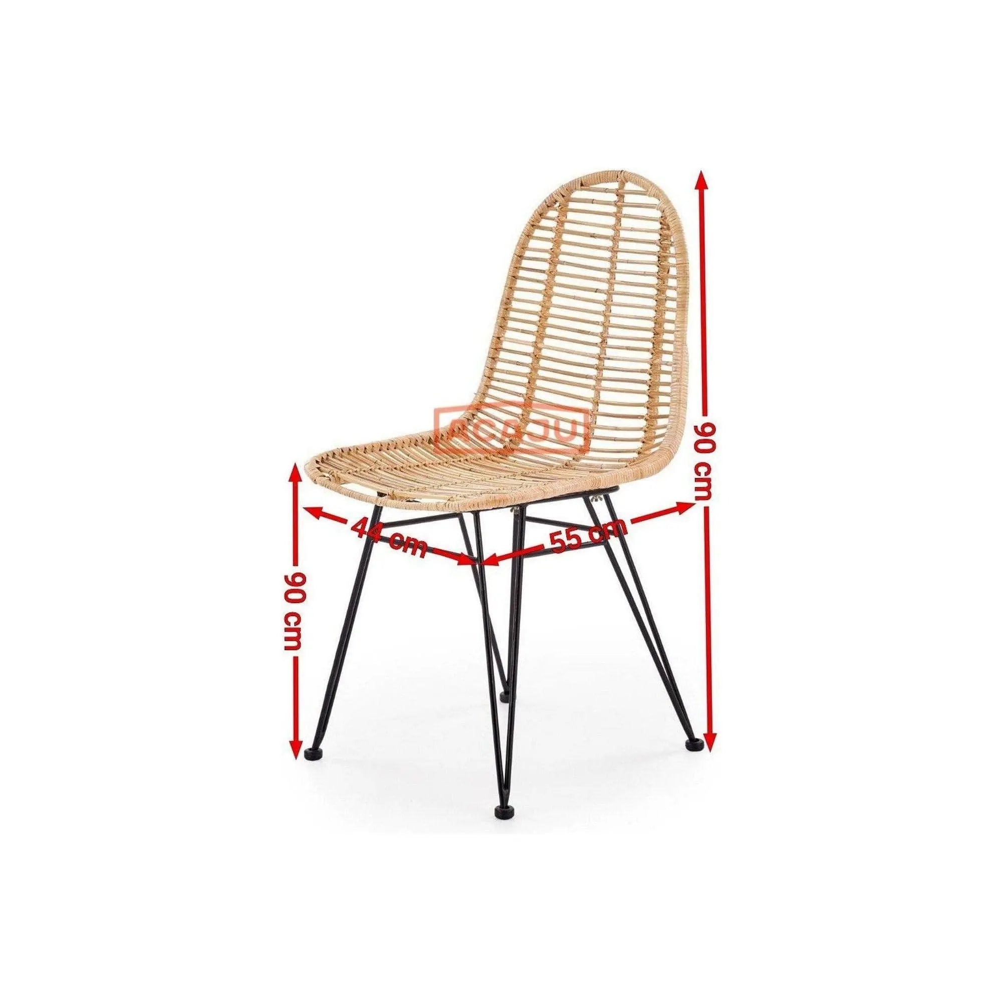 Scaun K337, stejar/negru, ratan natural/metal, 44X55X90 CM