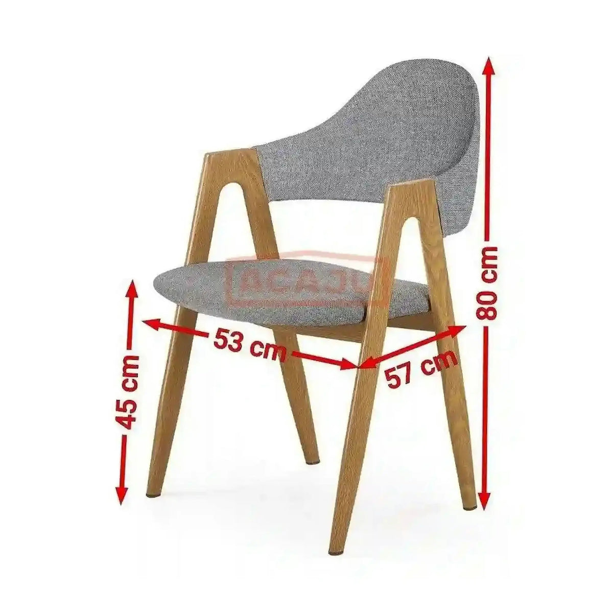 Scaun K344, gri/stejar, stofa clasica/metal, 53X51X80 CM