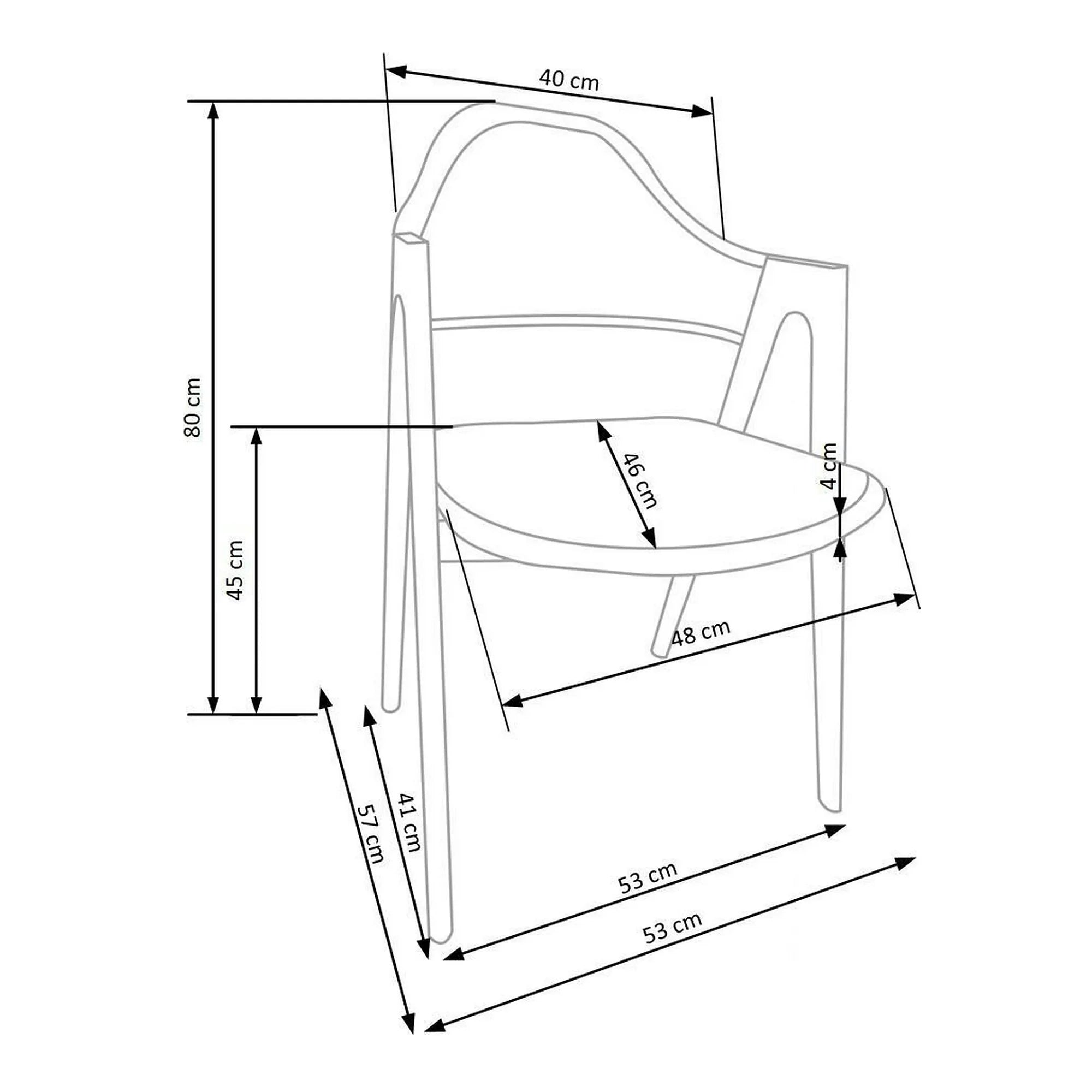 Scaun K344, gri/stejar, stofa clasica/metal, 53X51X80 CM