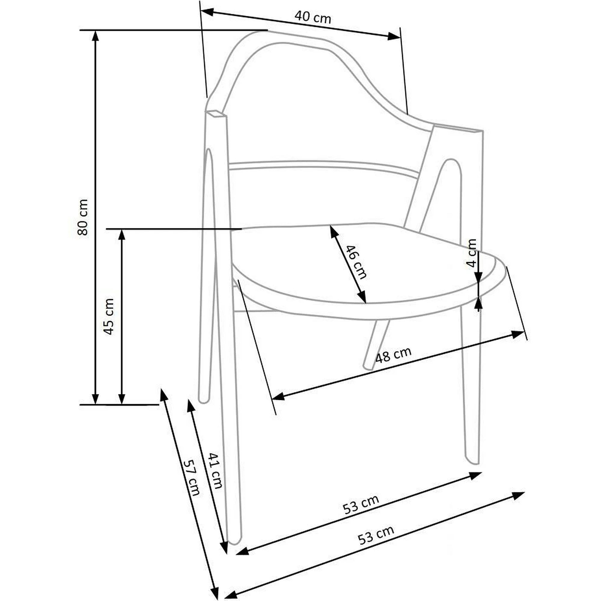 Scaun K344, gri/stejar, stofa clasica/metal, 53X51X80 CM