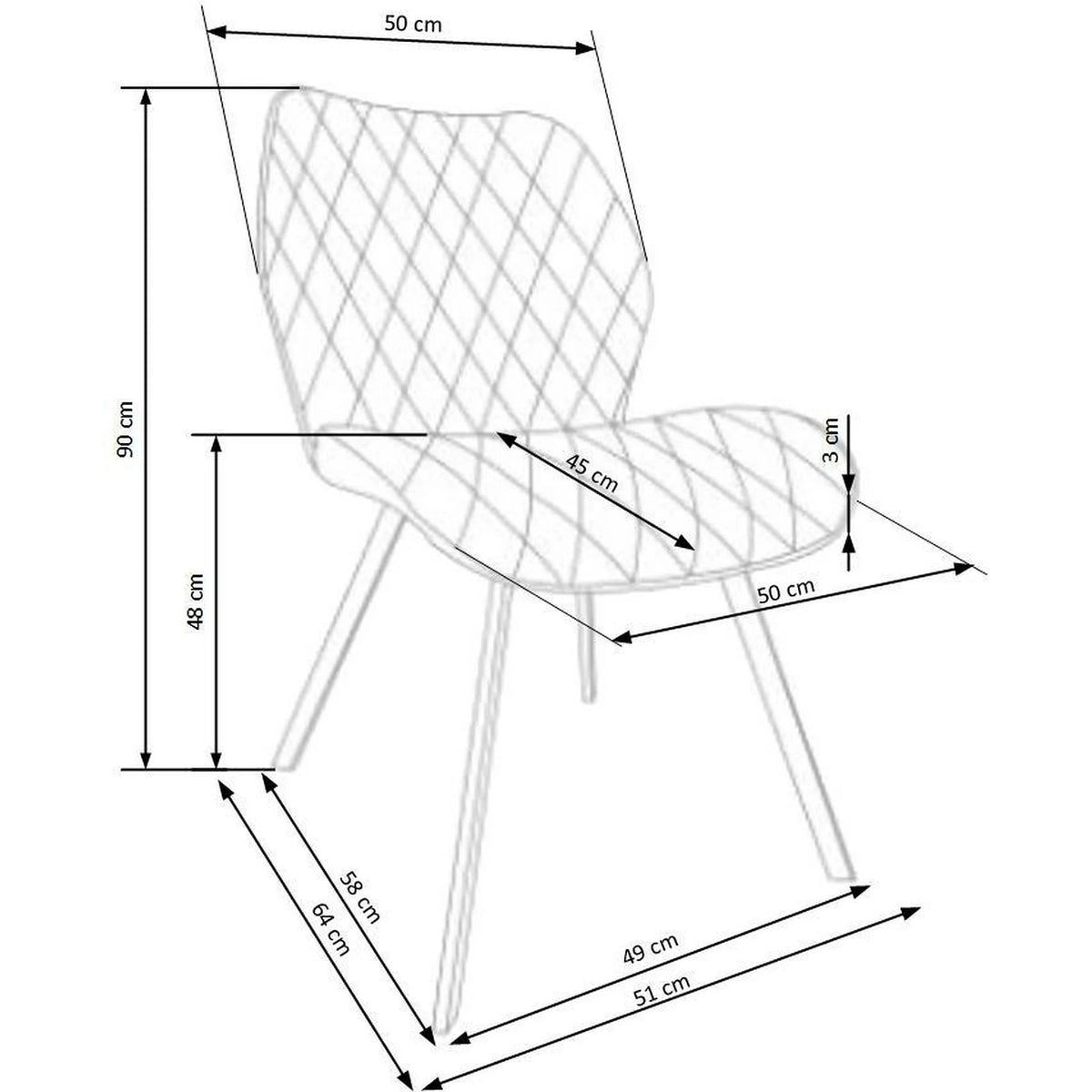 Scaun K360 bej/negru, stofa clasica/metal, 51x64x90 cm