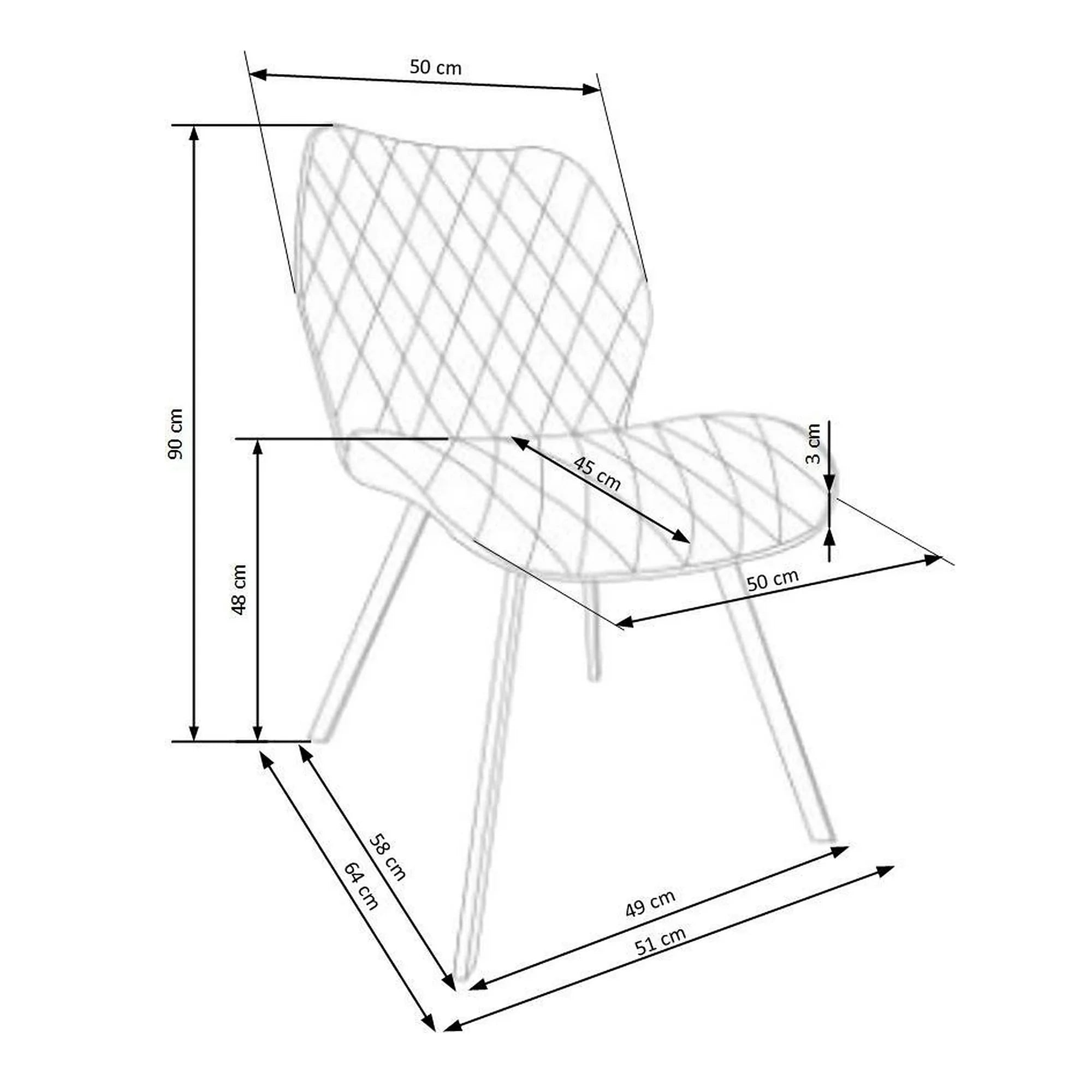 Scaun K360 bej/negru, stofa clasica/metal, 51x64x90 cm