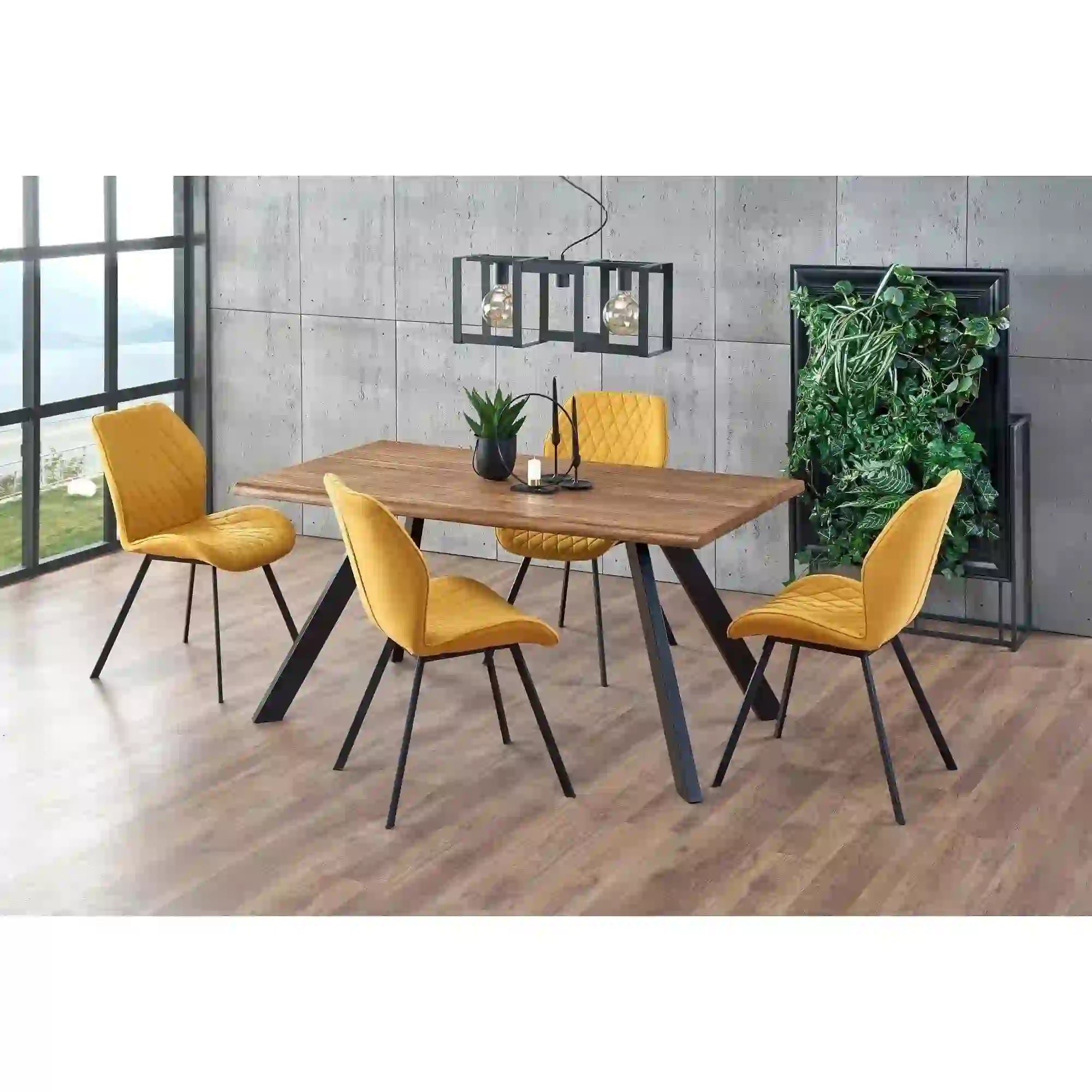 Scaun K360 galben mustar, stofa clasica/metal, 61x64x90 cm