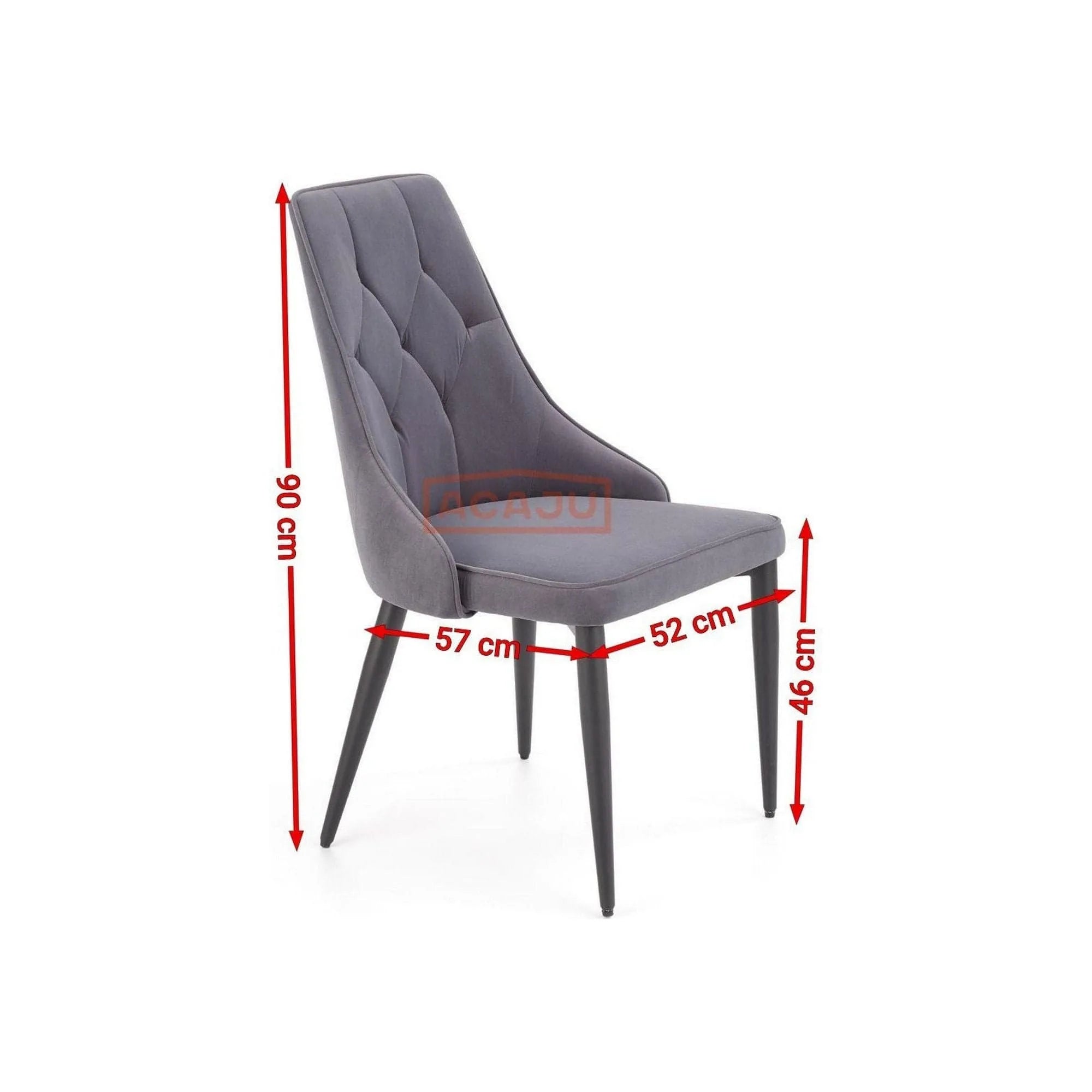 Scaun K365, gri/negru, stofa catifelata/metal, 52x57x90 cm