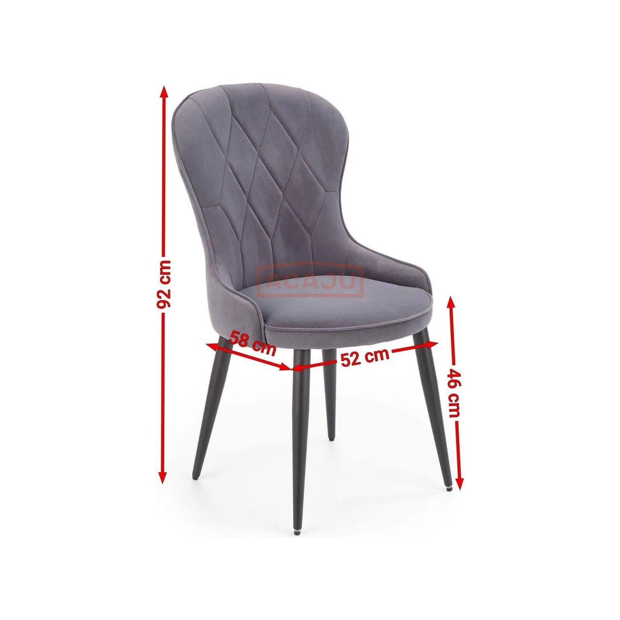 Scaun K366, gri/negru, stofa catifelata/metal, 52x58x92 cm