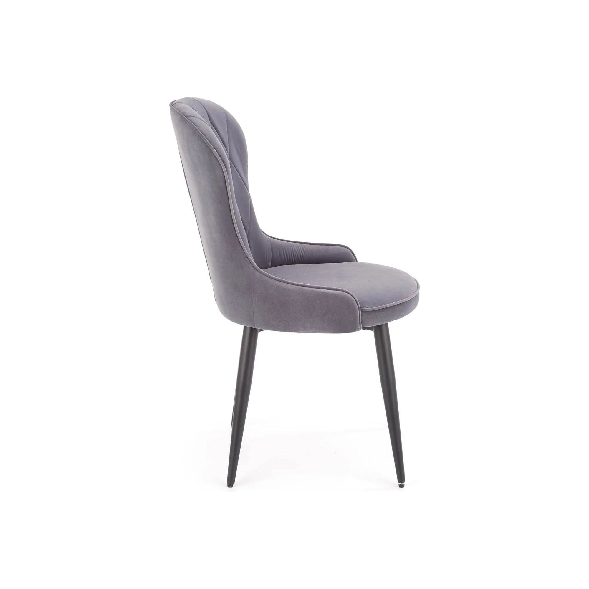 Scaun K366, gri/negru, stofa catifelata/metal, 52x58x92 cm