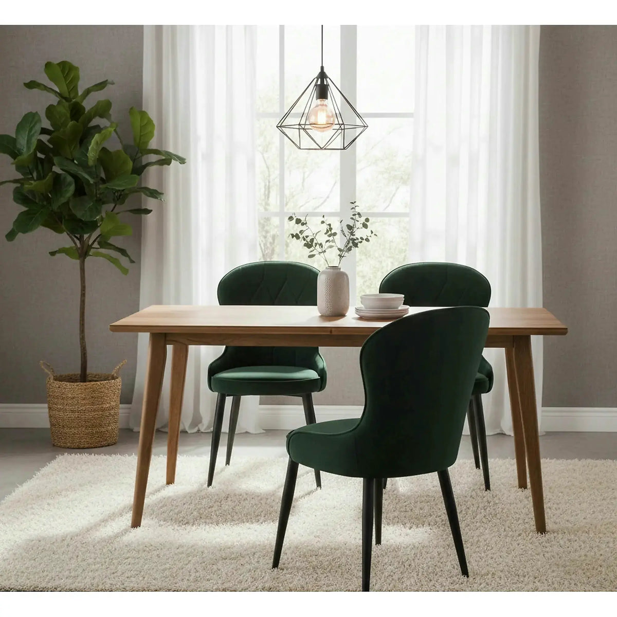 Scaun K366, verde inchis/negru, stofa catifelata/metal, 52x58x92 cm