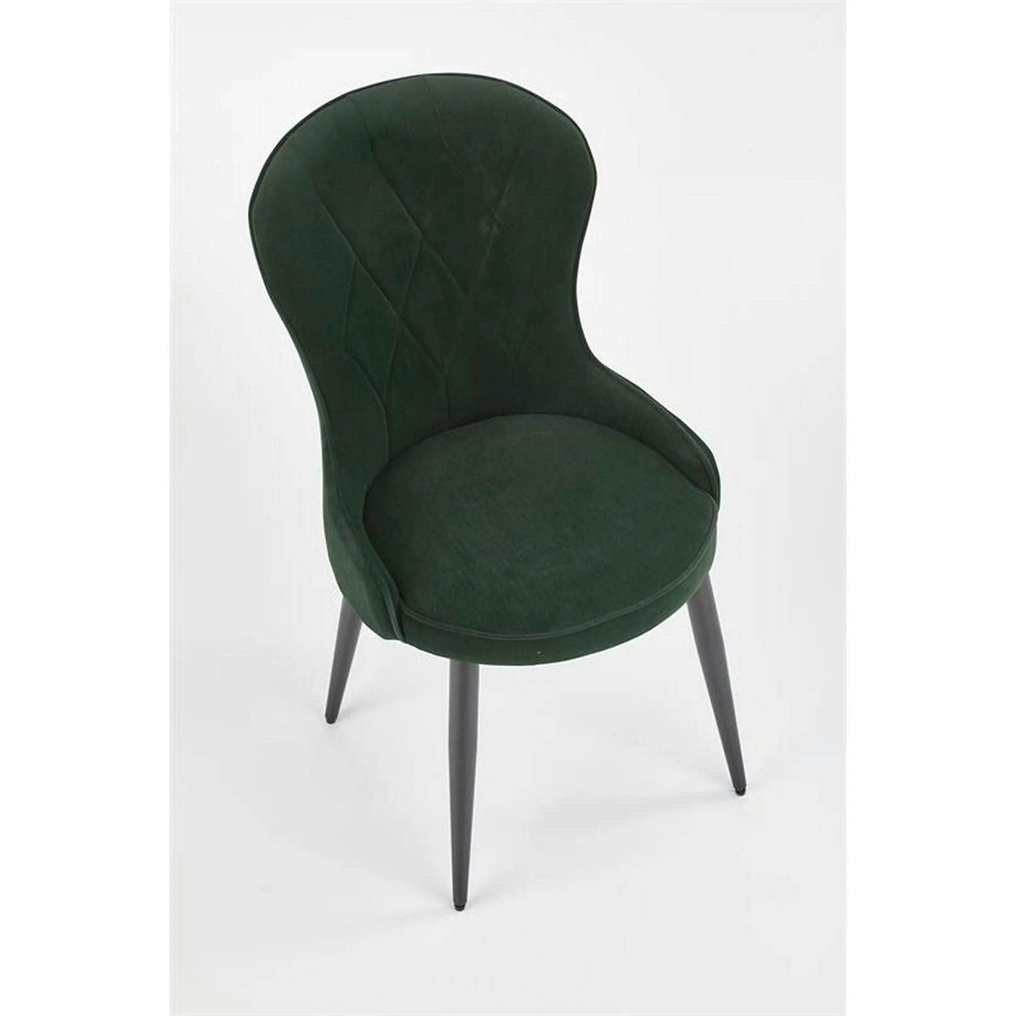 Scaun K366, verde inchis/negru, stofa catifelata/metal, 52x58x92 cm