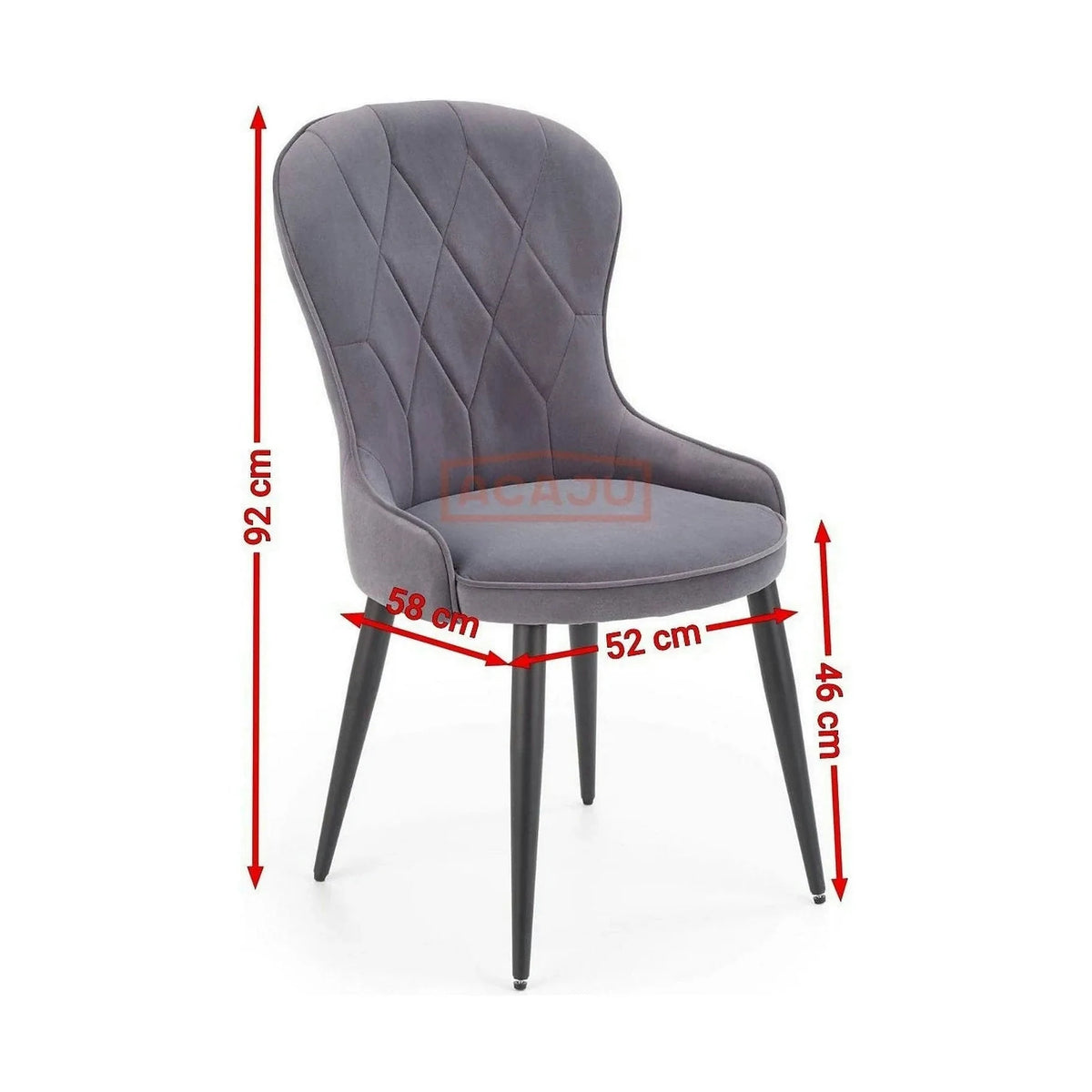 Scaun K366, verde inchis/negru, stofa catifelata/metal, 52x58x92 cm