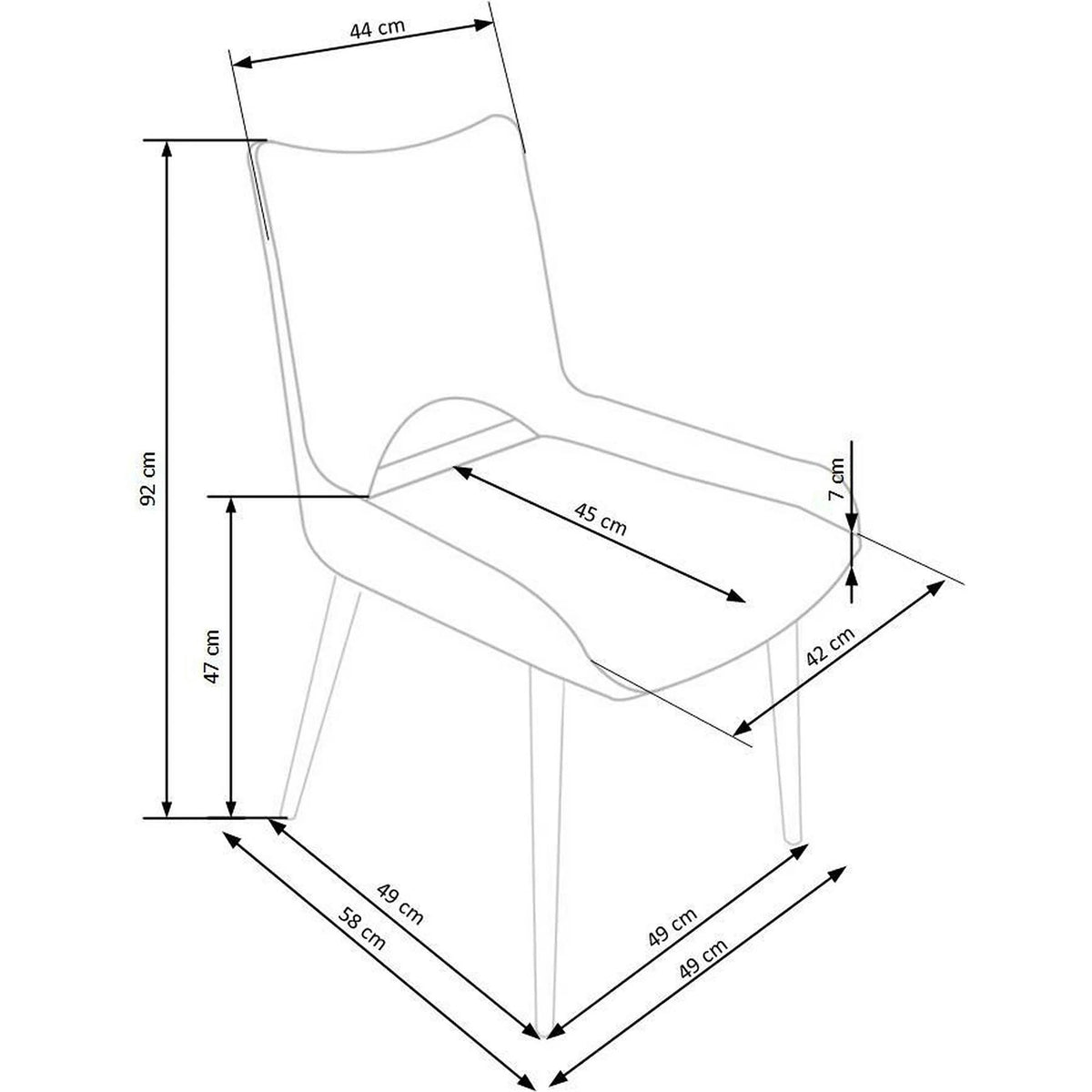 Scaun K369, gri inchis/negru, stofa clasica/otel, 48x58x92 cm