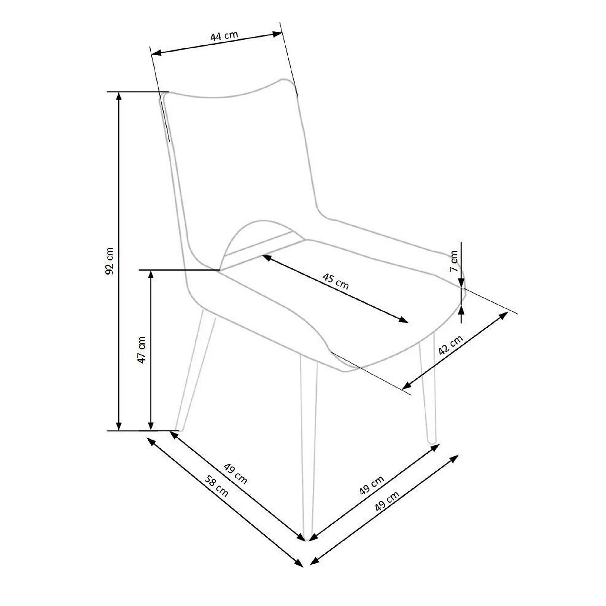 Scaun K369, gri inchis/negru, stofa clasica/otel, 48x58x92 cm