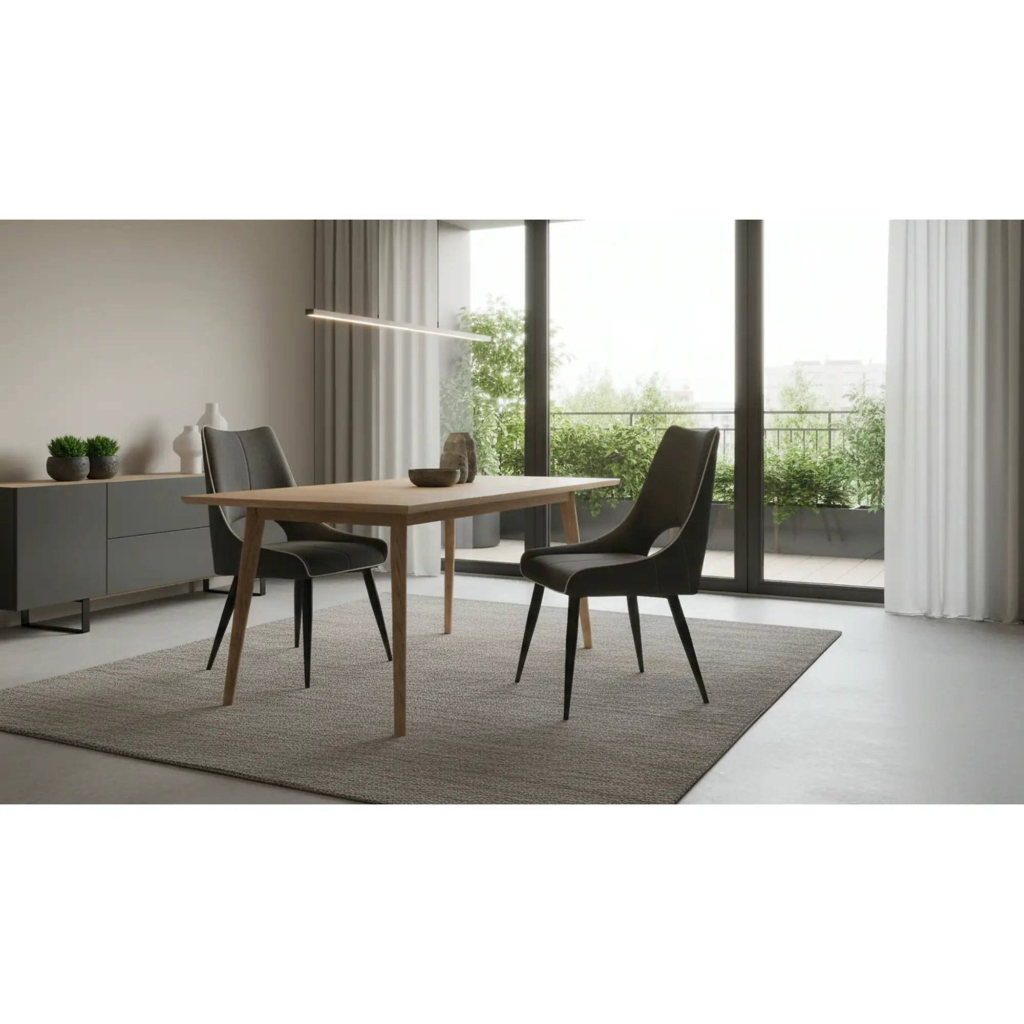 Scaun K369, gri inchis/negru, stofa clasica/otel, 48x58x92 cm