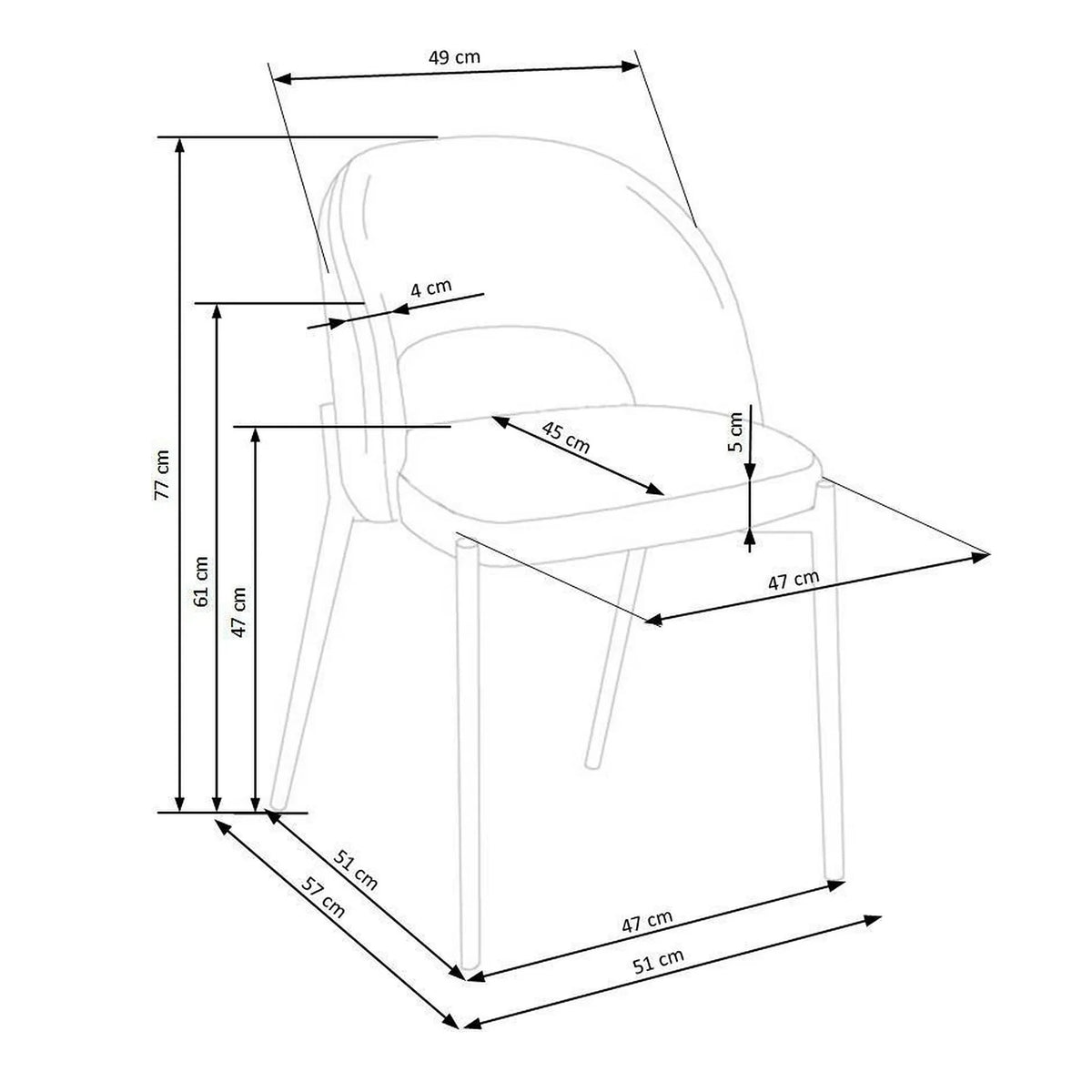 Scaun K373, galben/negru, stofa clasica/metal, 51x57x77 cm