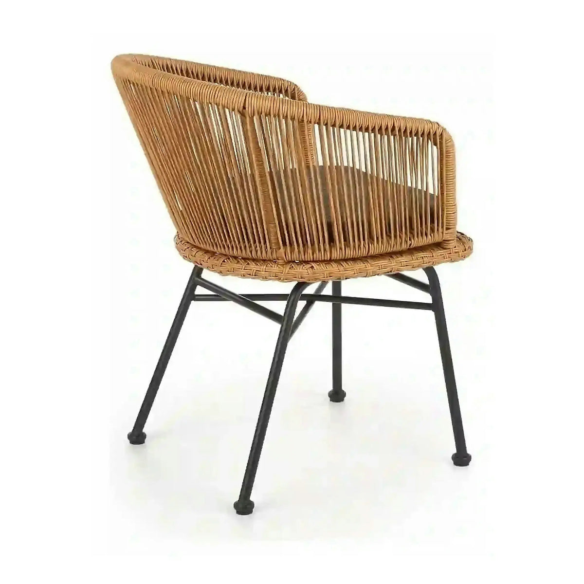 Scaun K400, gri/bej/negru, stofa/rattan sintetic/otel, 55x47x74 cm