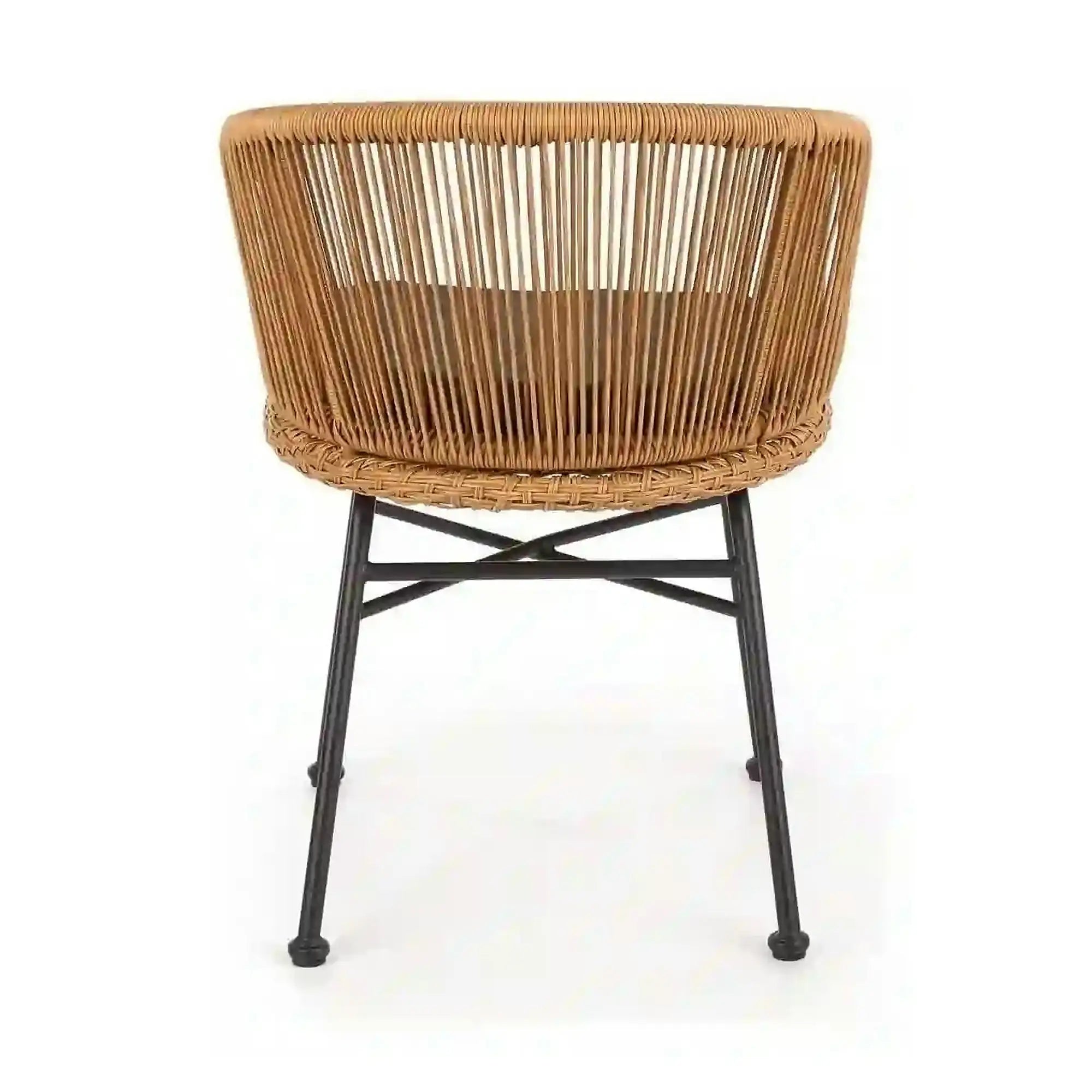 Scaun K400, gri/bej/negru, stofa/rattan sintetic/otel, 55x47x74 cm