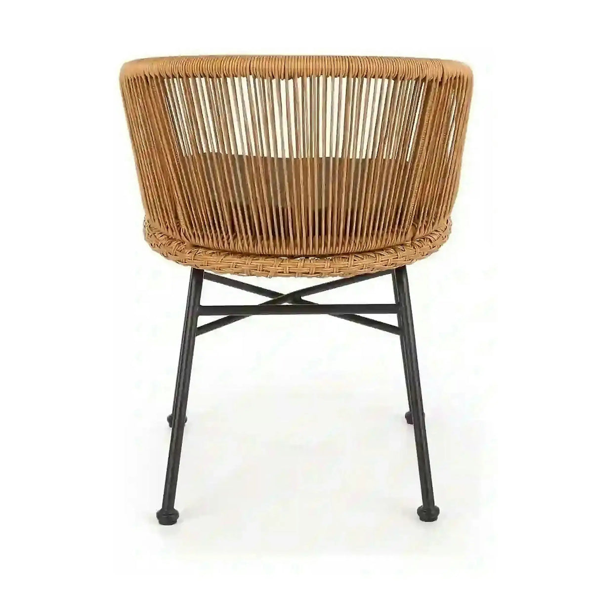 Scaun K400, gri/bej/negru, stofa/rattan sintetic/otel, 55x47x74 cm