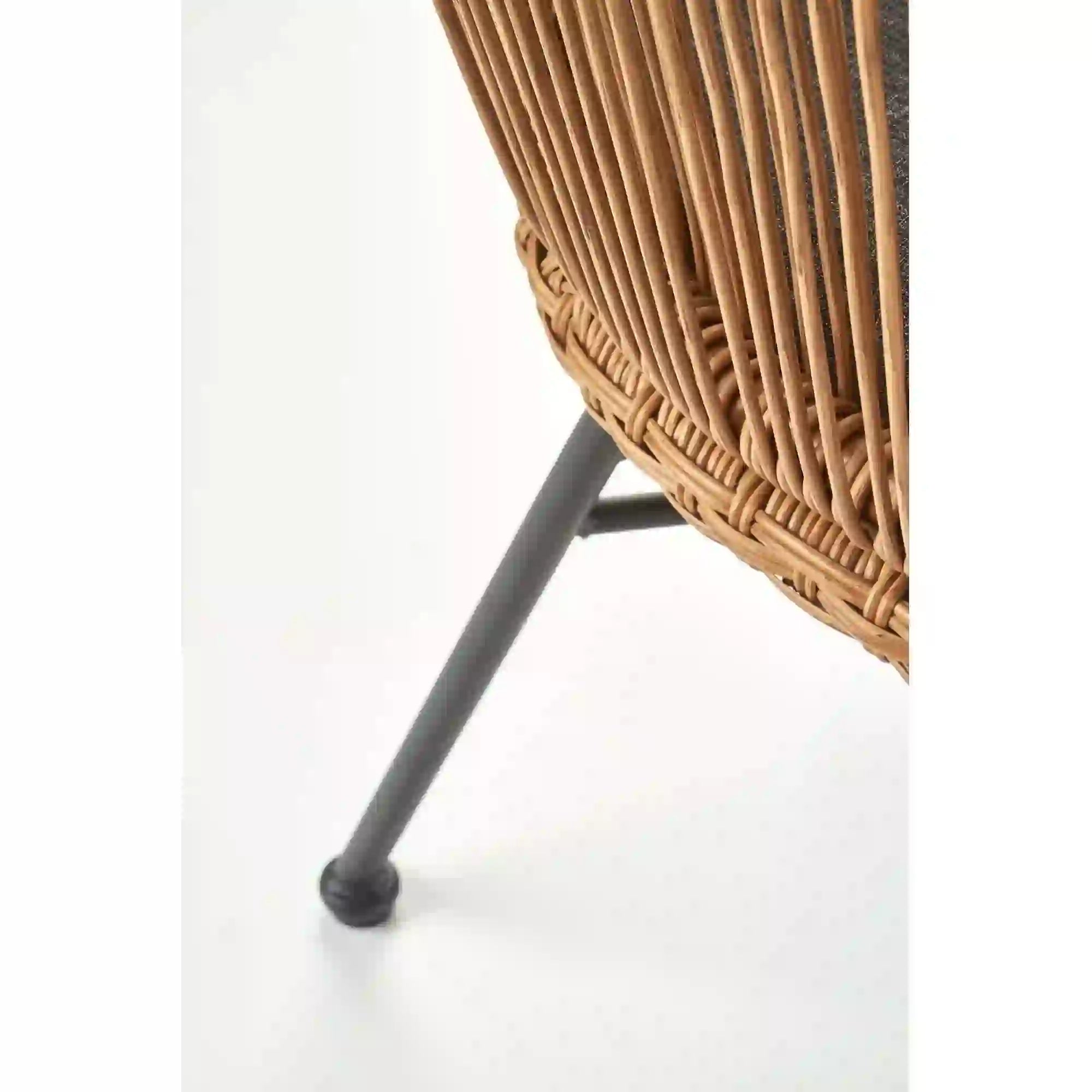 Scaun K400, gri/bej/negru, stofa/rattan sintetic/otel, 55x47x74 cm