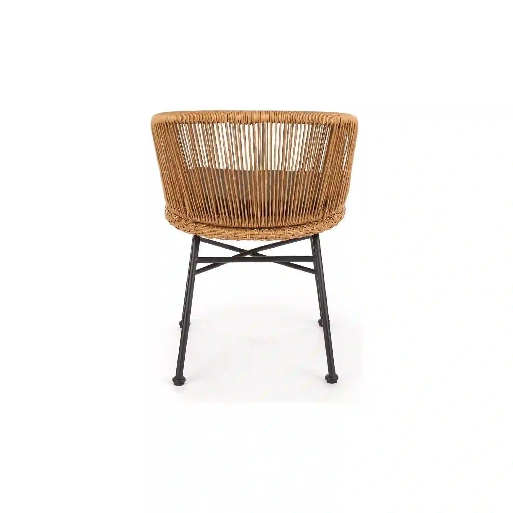 Scaun K400, gri/bej/negru, stofa/rattan sintetic/otel, 55x47x74 cm