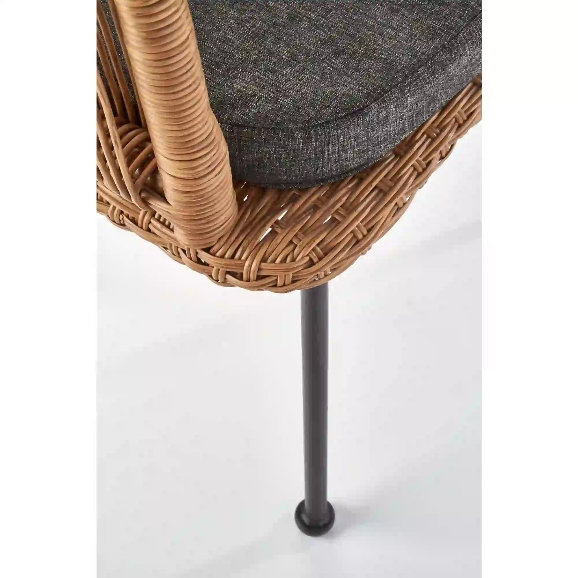 Scaun K400, gri/bej/negru, stofa/rattan sintetic/otel, 55x47x74 cm