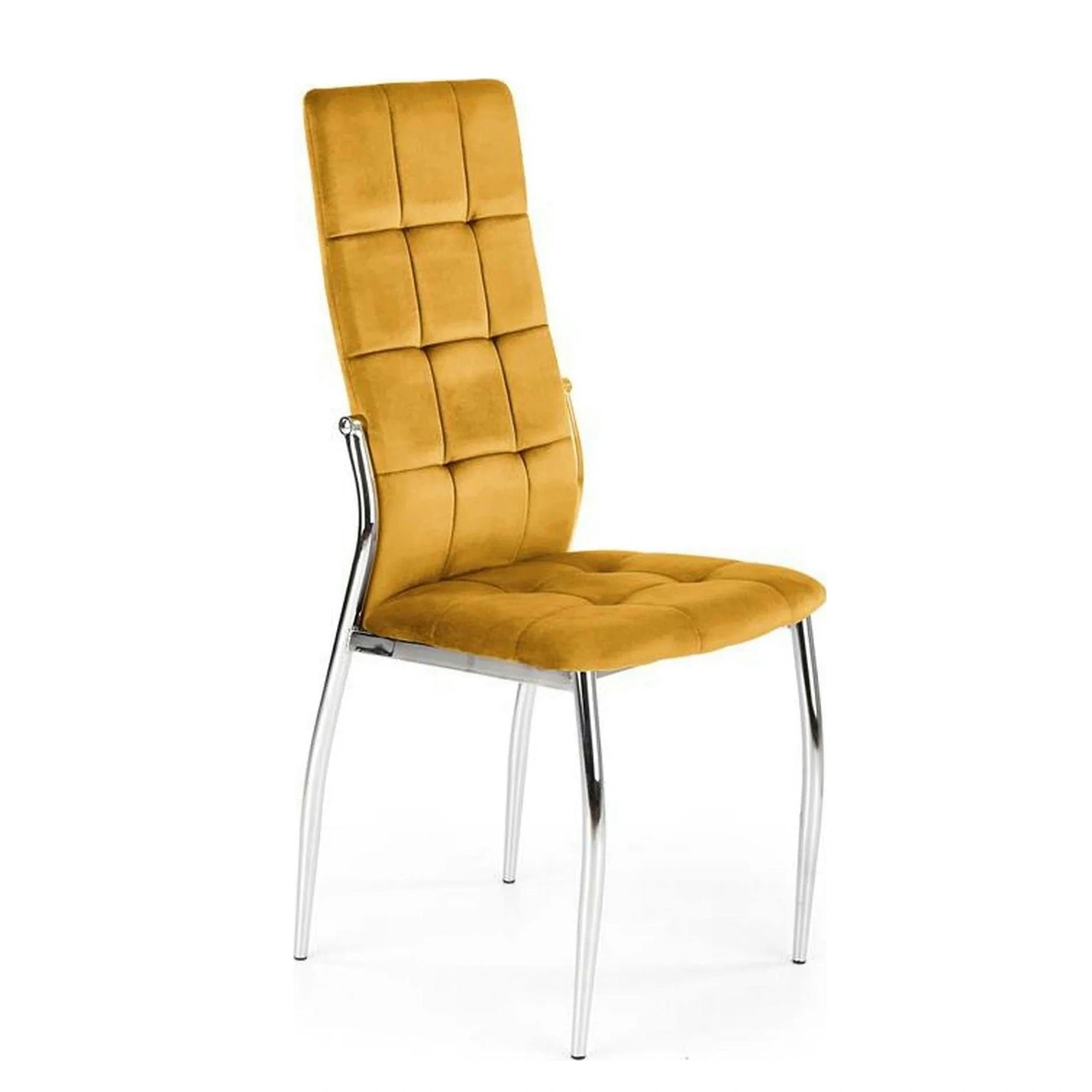 Scaun K416, galben mustar, stofa catifelata, 43x54x101 cm