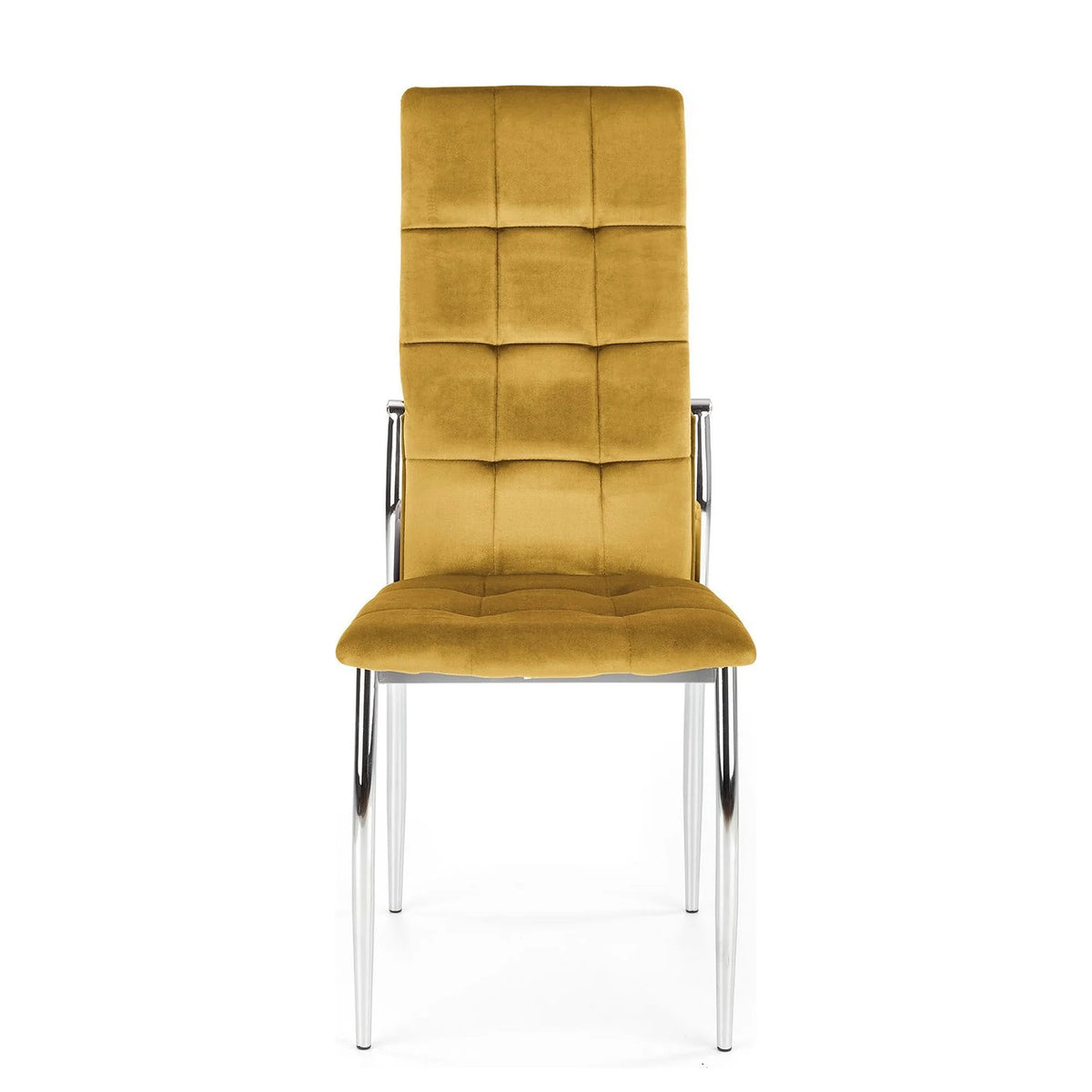 Scaun K416, galben mustar, stofa catifelata, 43x54x101 cm