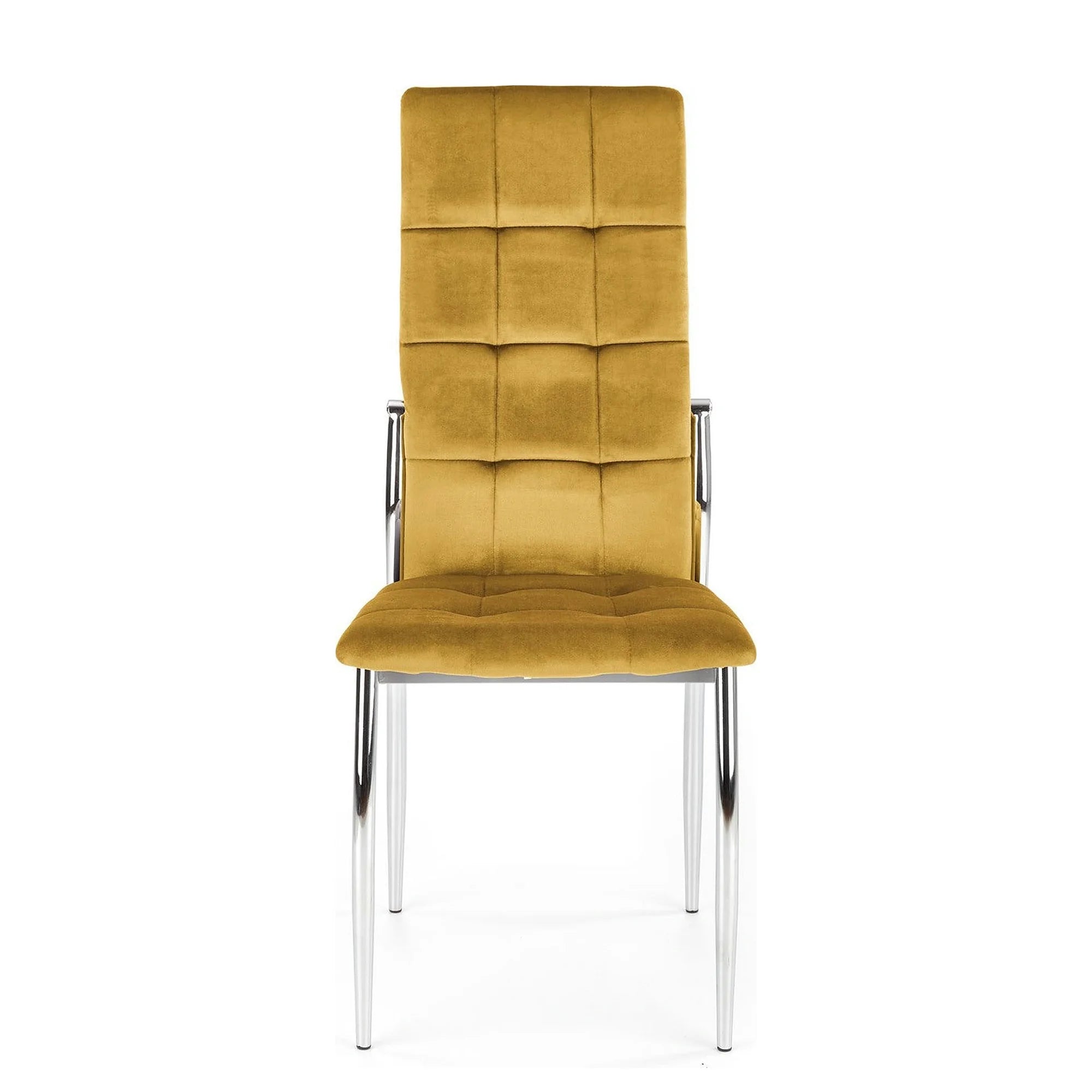 Scaun K416, galben mustar, stofa catifelata, 43x54x101 cm