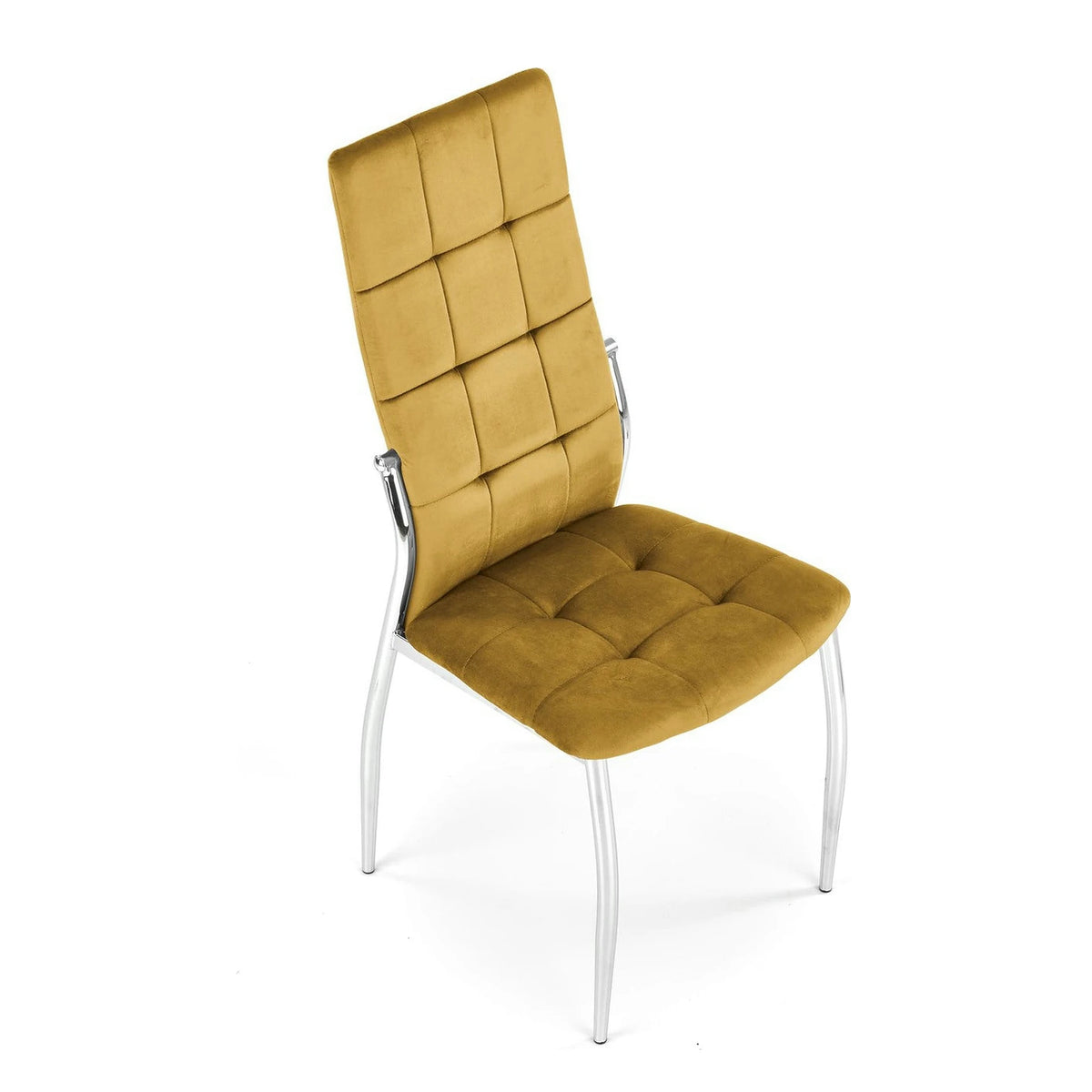 Scaun K416, galben mustar, stofa catifelata, 43x54x101 cm