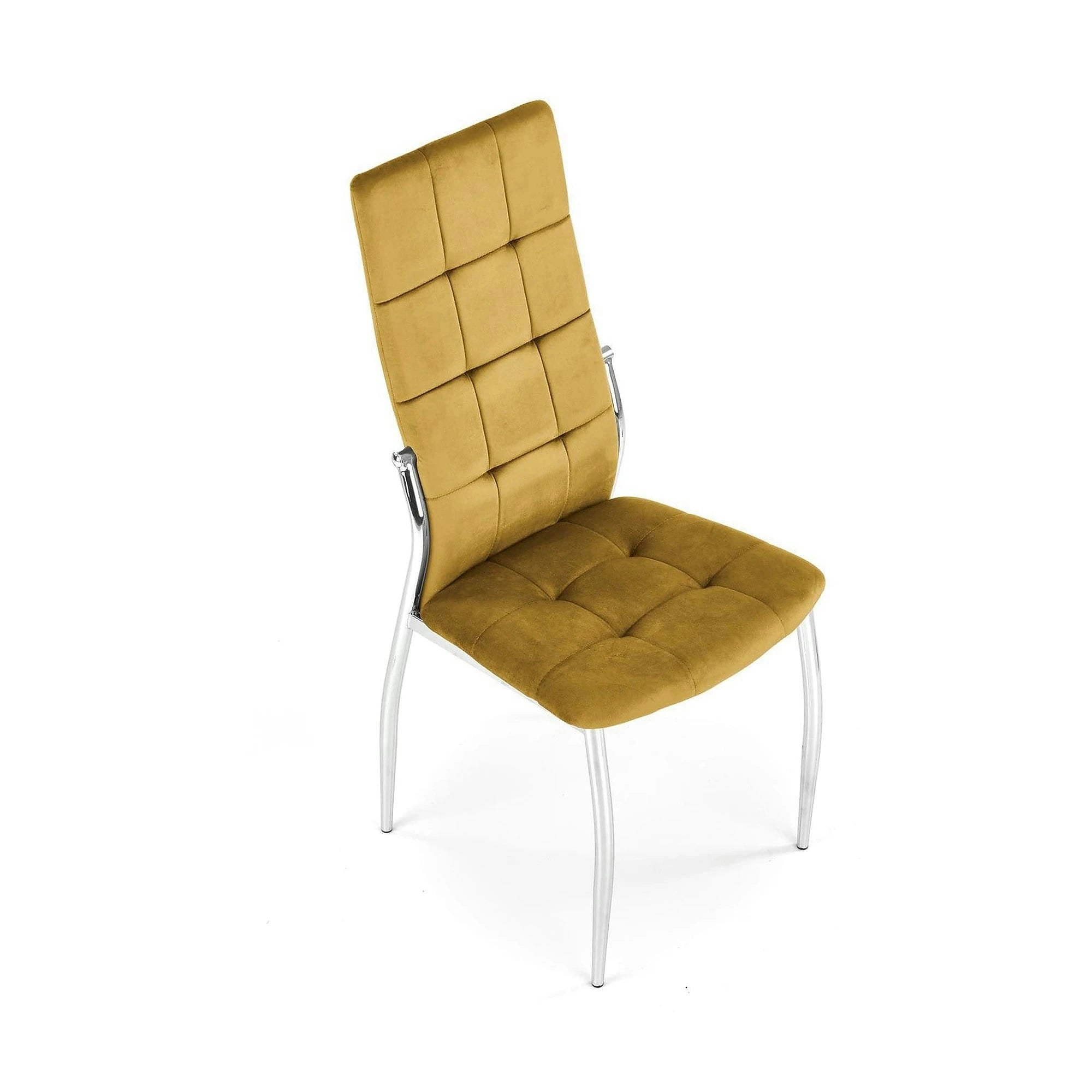 Scaun K416, galben mustar, stofa catifelata, 43x54x101 cm