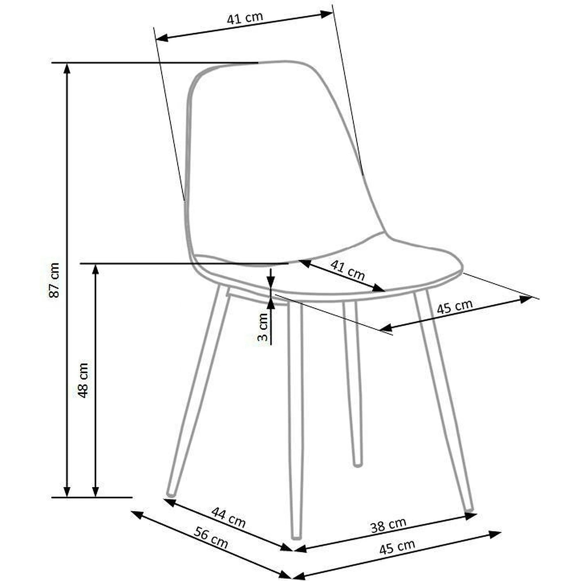 Scaun K417, caramiziu, stofa catifelata/metal, 44x56x87 cm