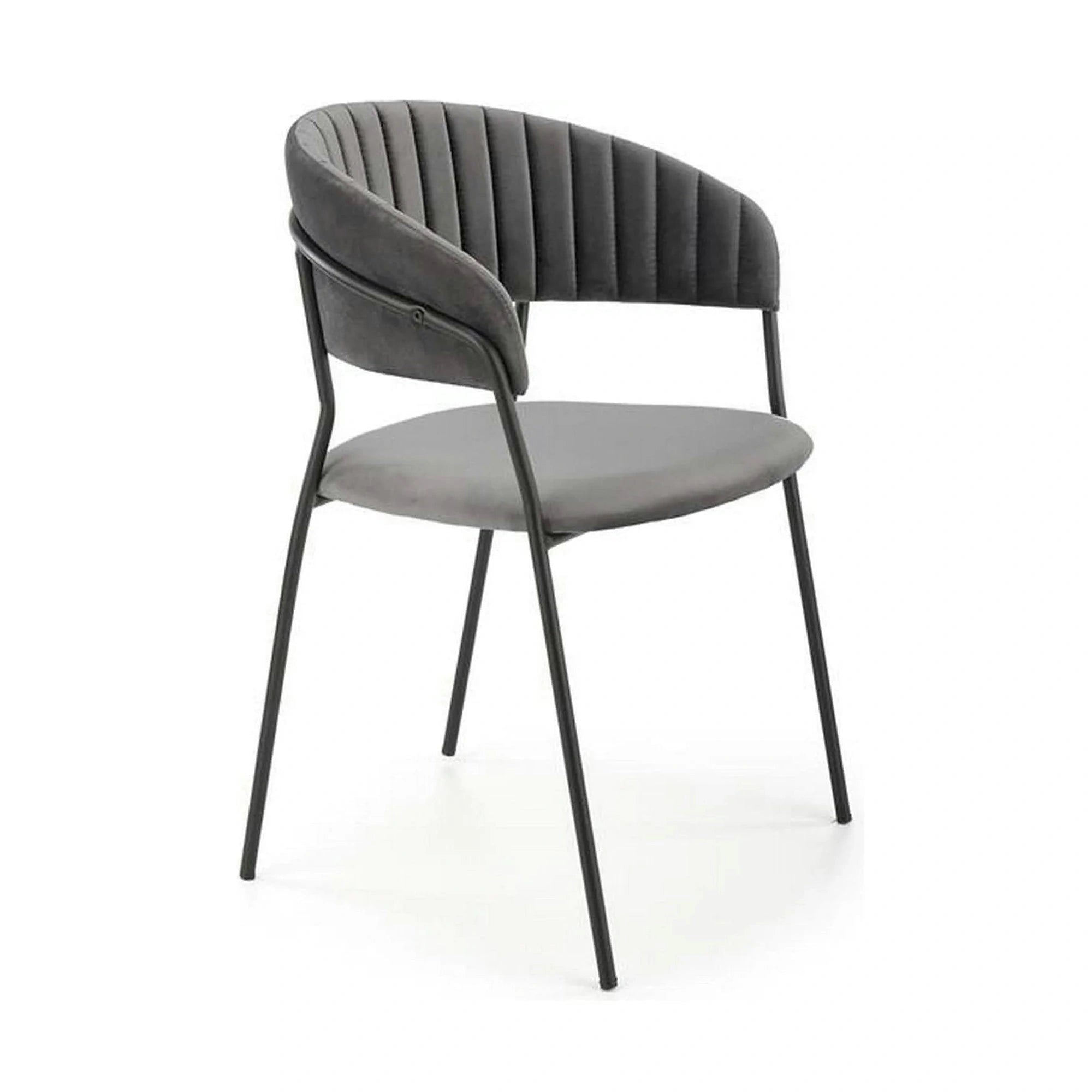 Scaun K426, gri/negru, stofa catifelata/metal, 57x54x79 cm