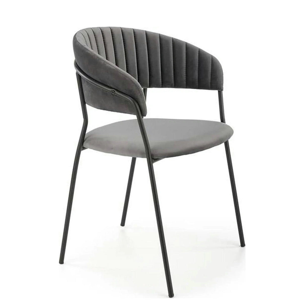 Scaun K426, gri/negru, stofa catifelata/metal, 57x54x79 cm