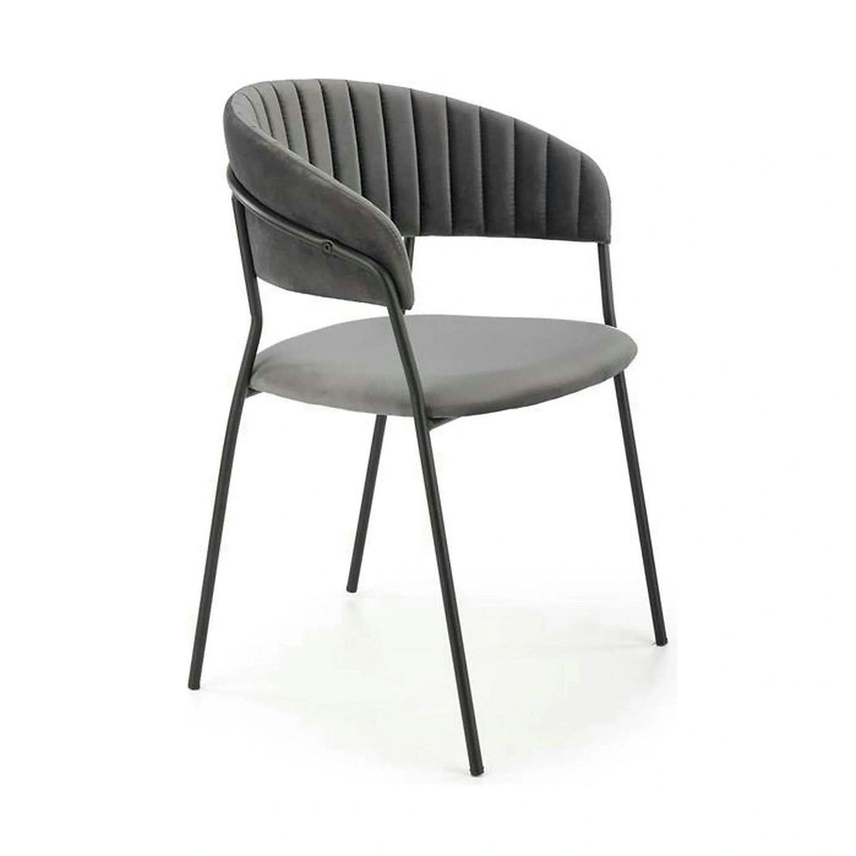 Scaun K426, gri/negru, stofa catifelata/metal, 57x54x79 cm