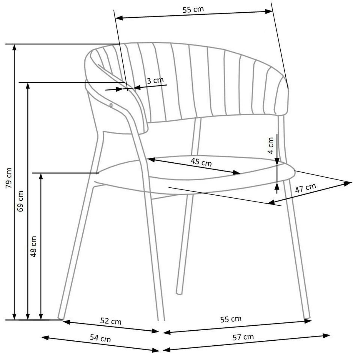 Scaun K426, gri/negru, stofa catifelata/metal, 57x54x79 cm