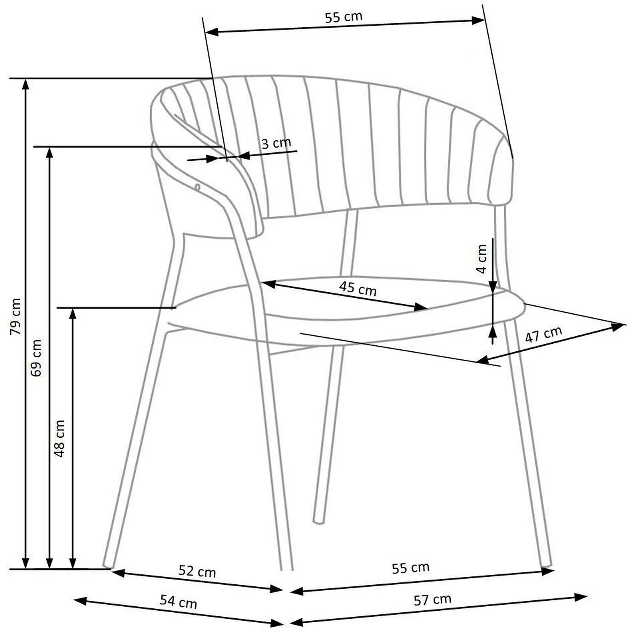 Scaun K426, gri/negru, stofa catifelata/metal, 57x54x79 cm
