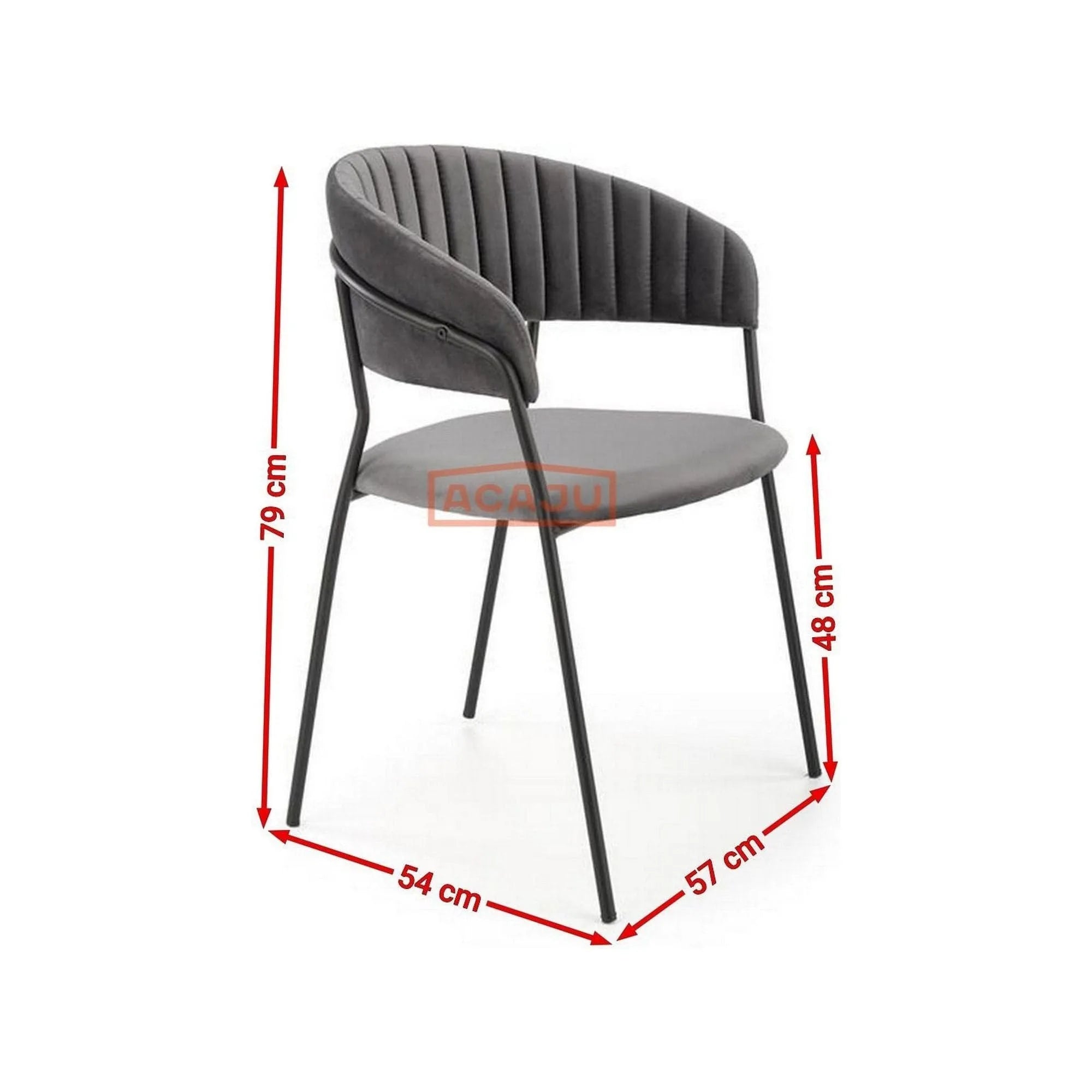 Scaun K426, gri/negru, stofa catifelata/metal, 57x54x79 cm