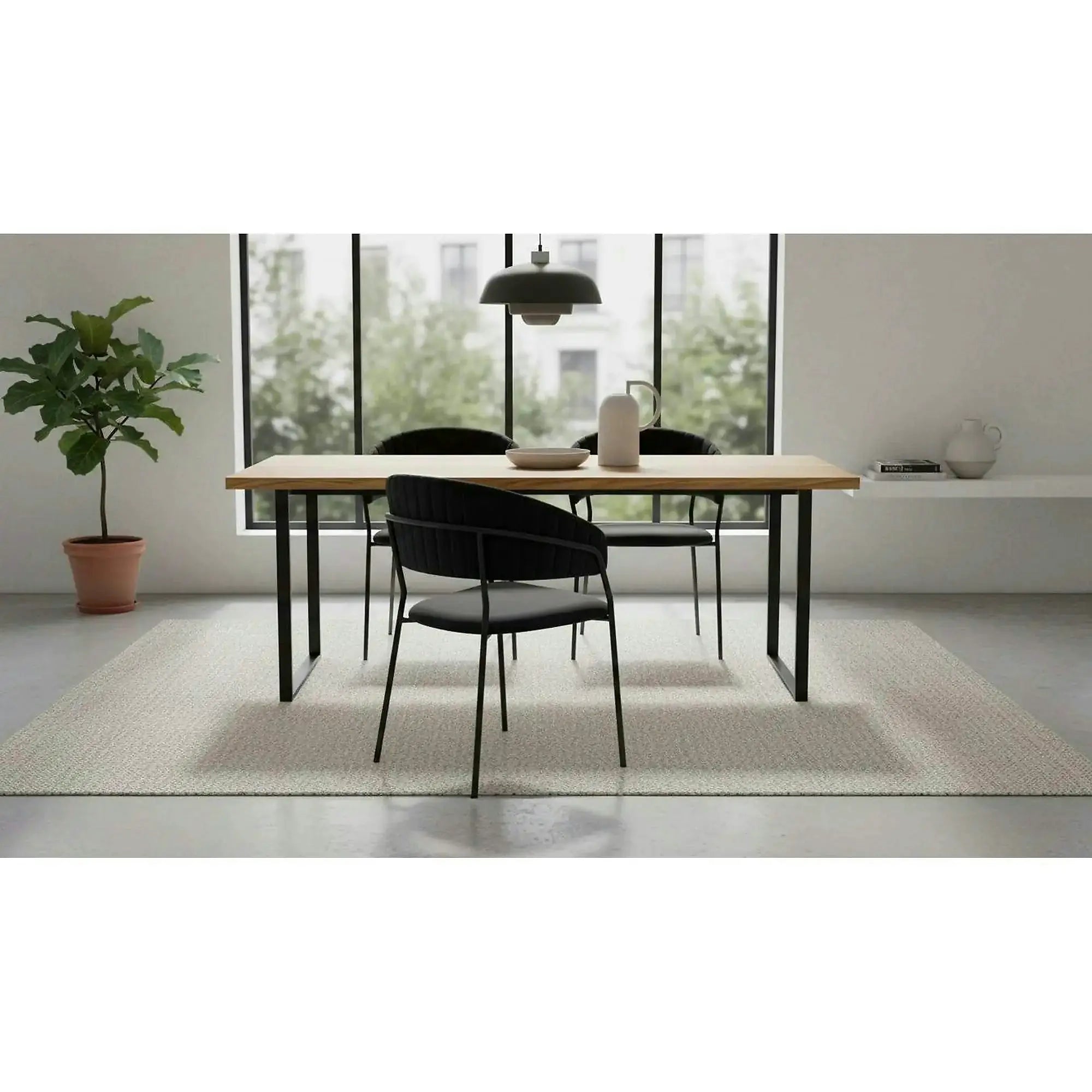 Scaun K426, negru, stofa catifelata/metal, 57x54x79 cm