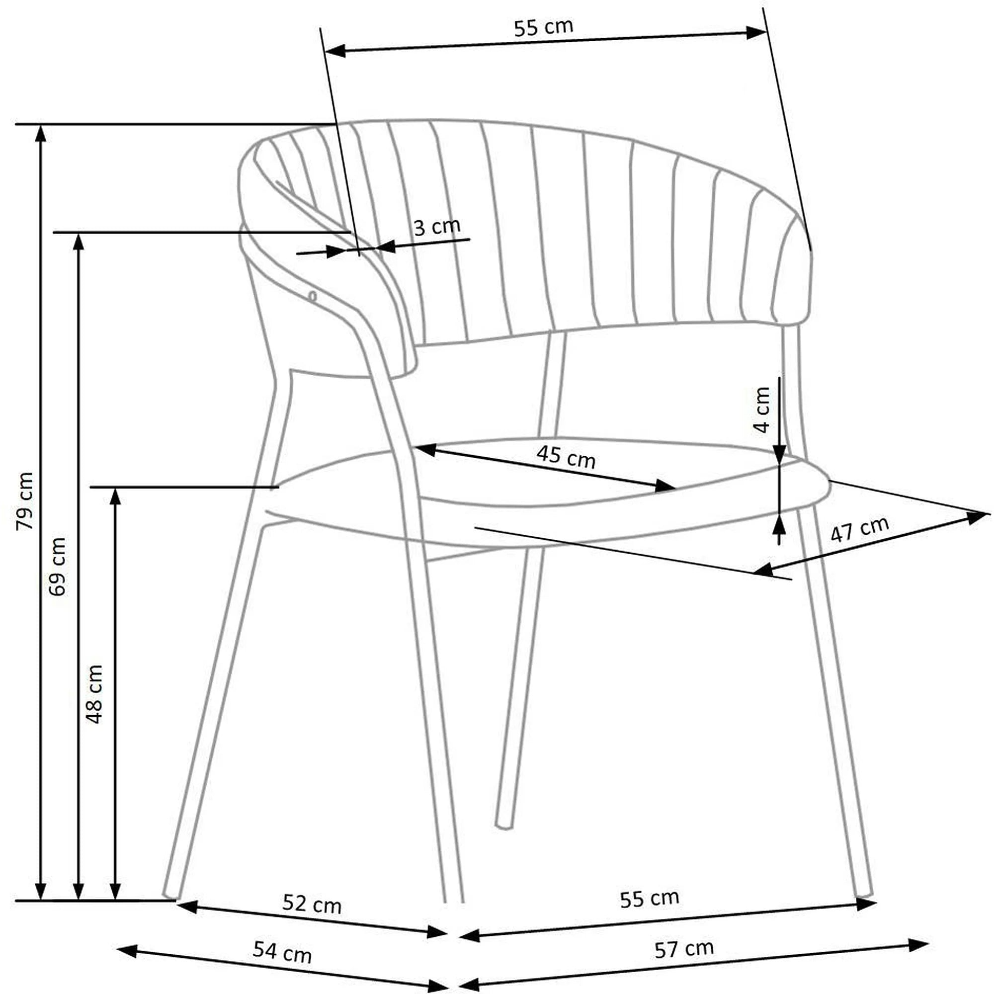 Scaun K426, negru, stofa catifelata/metal, 57x54x79 cm