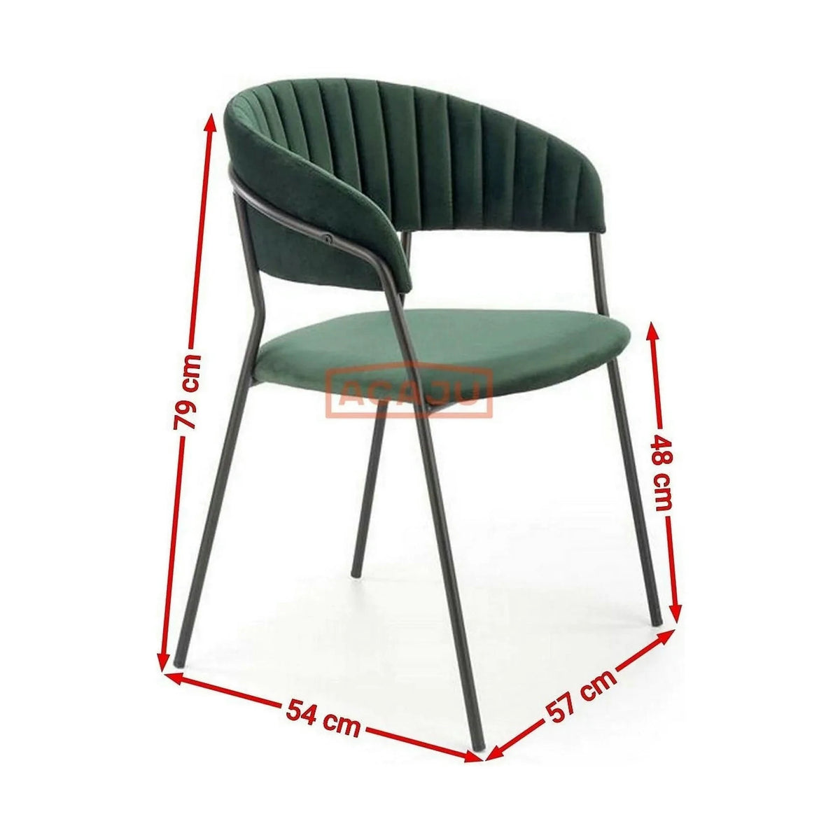Scaun K426, verde inchis/negru, stofa catifelata/metal, 57x54x79 cm