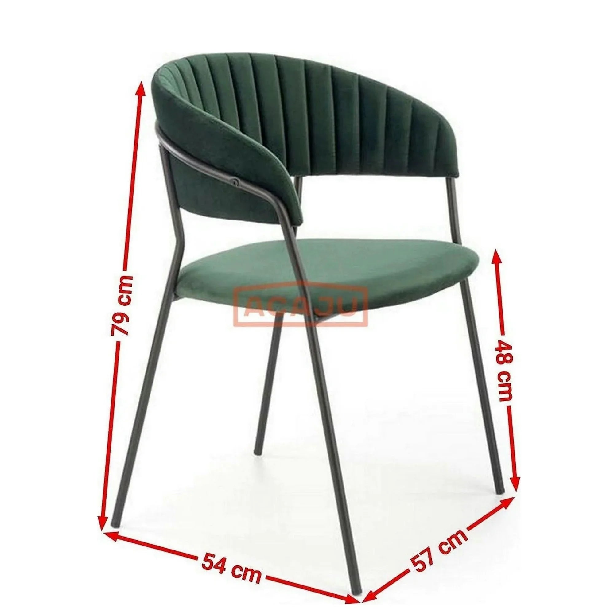 Scaun K426, verde inchis/negru, stofa catifelata/metal, 57x54x79 cm