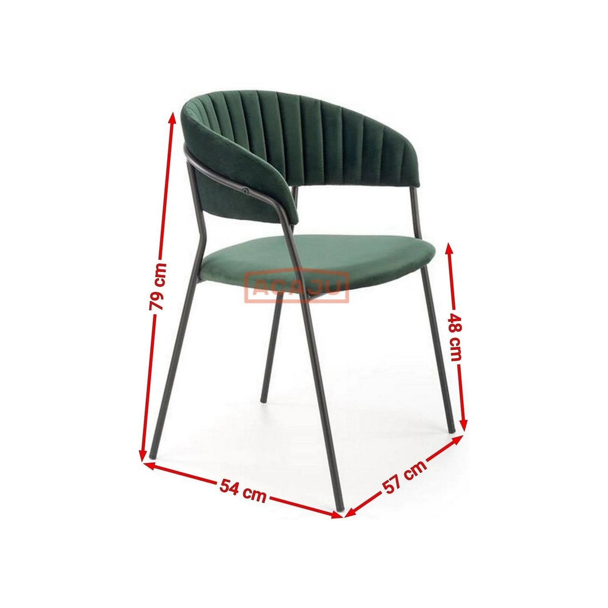 Scaun K426, verde inchis/negru, stofa catifelata/metal, 57x54x79 cm