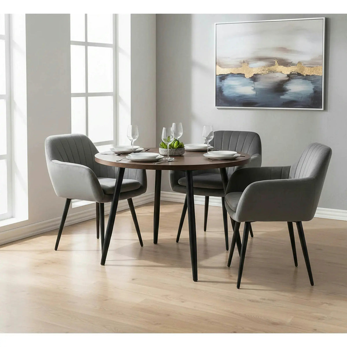 Scaun K429, gri, stofa catifelata/metal, 58x53x80 cm