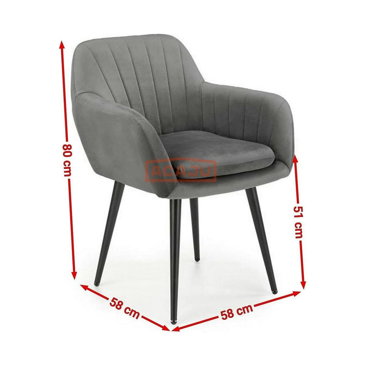 Scaun K429, gri, stofa catifelata/metal, 58x53x80 cm