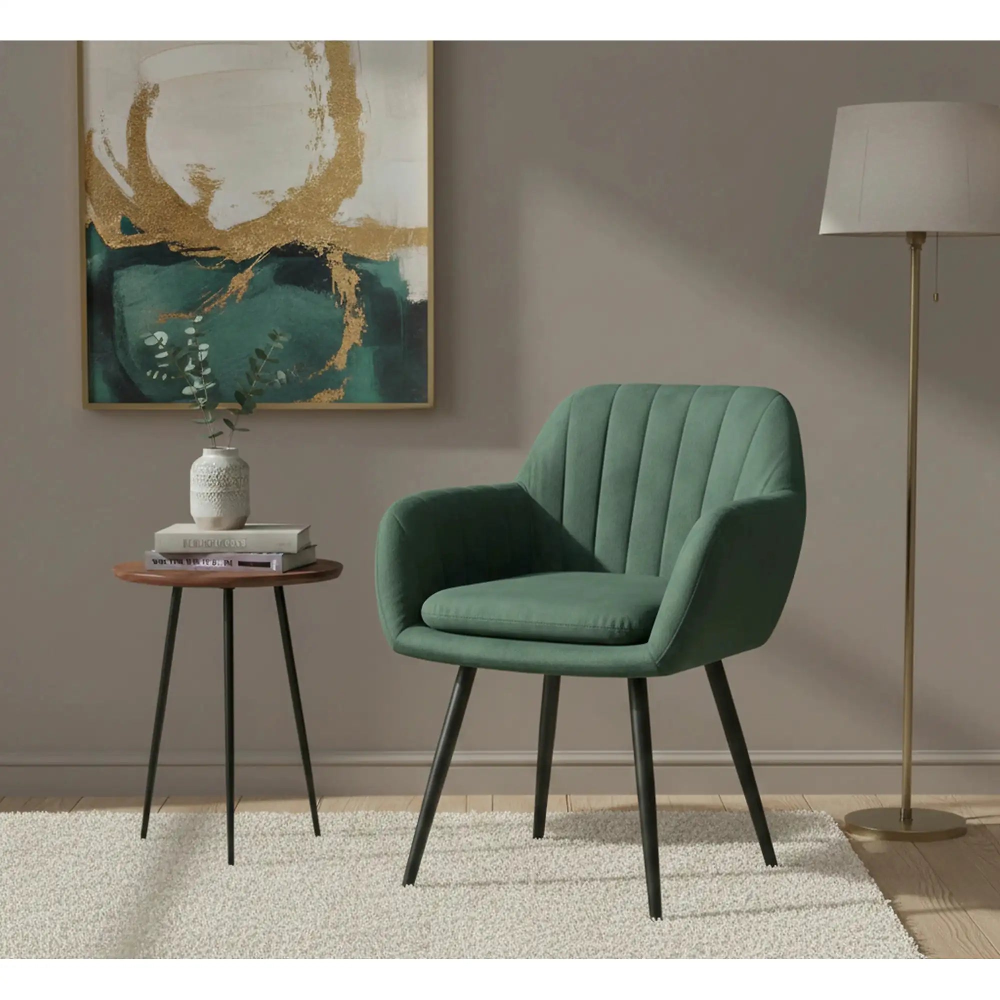Scaun K429, verde/negru, stofa catifelata/metal, 58x53x80 cm