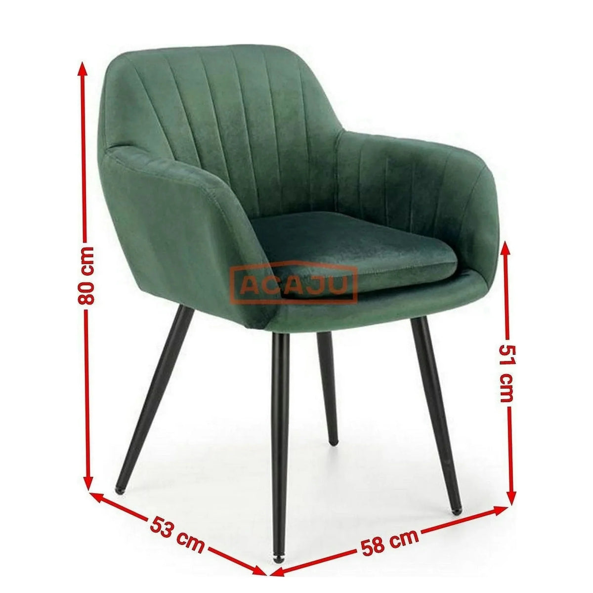 Scaun K429, verde/negru, stofa catifelata/metal, 58x53x80 cm
