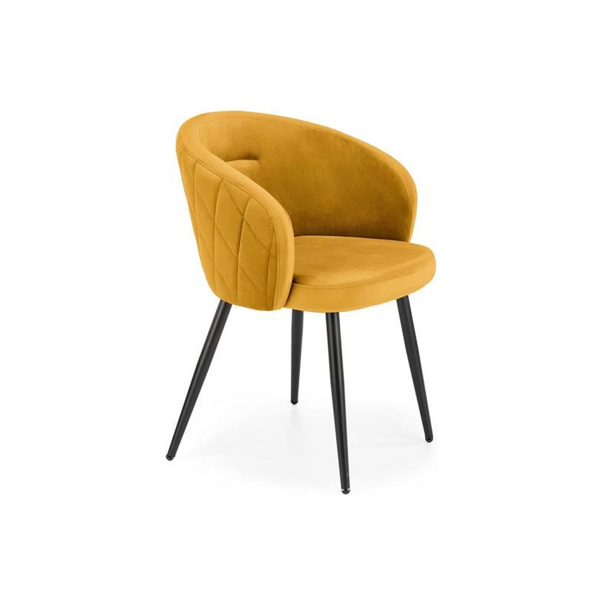 Scaun K430, galben mustar/negru, stofa catifelata/metal, 51x54x77 cm