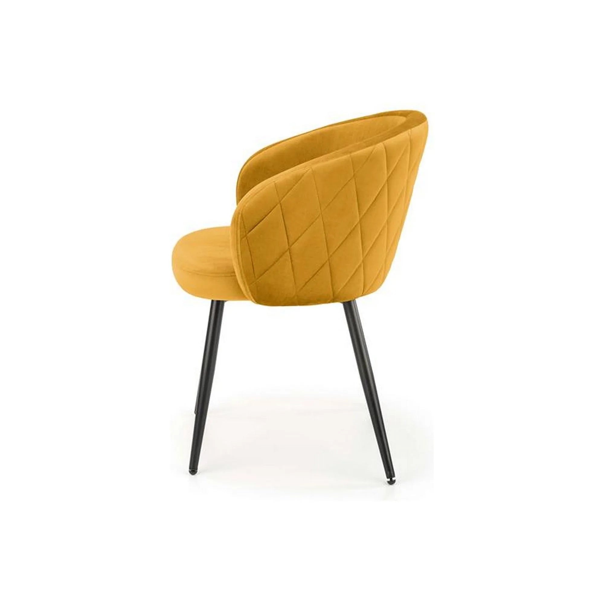Scaun K430, galben mustar/negru, stofa catifelata/metal, 51x54x77 cm