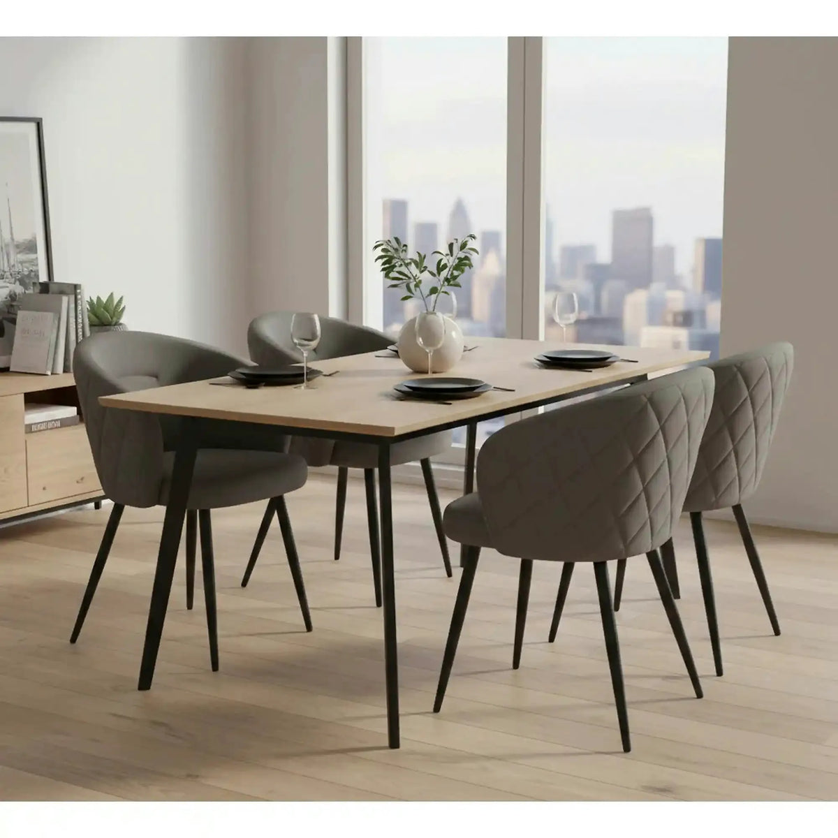 Scaun K430, gri, stofa/metal, 61x54x77 cm